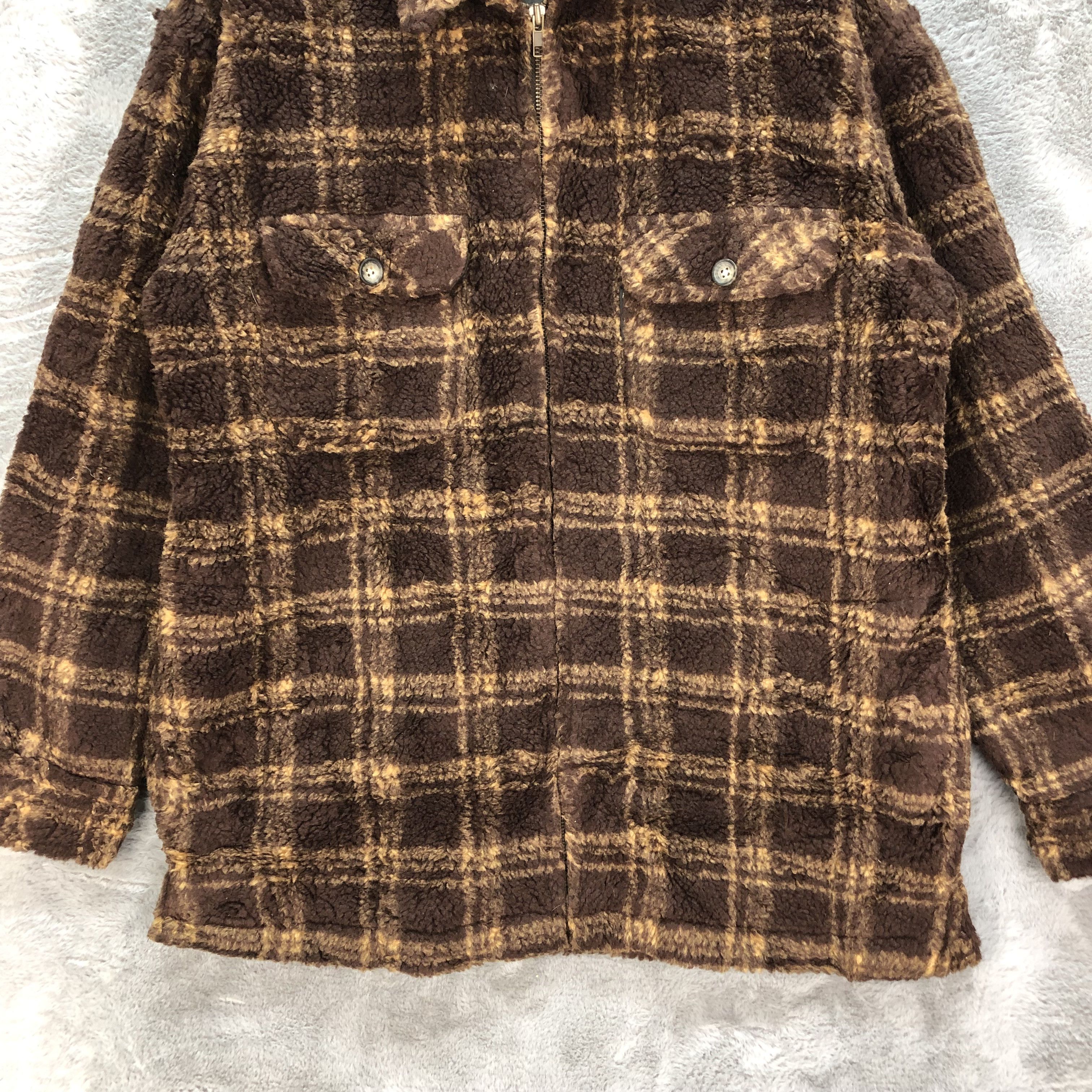 Japanese Brand Maui And Sons Deep Pile Tartan Fleece Jacket #6370-62 Size US L / EU 52-54 / 3 - 3 Thumbnail