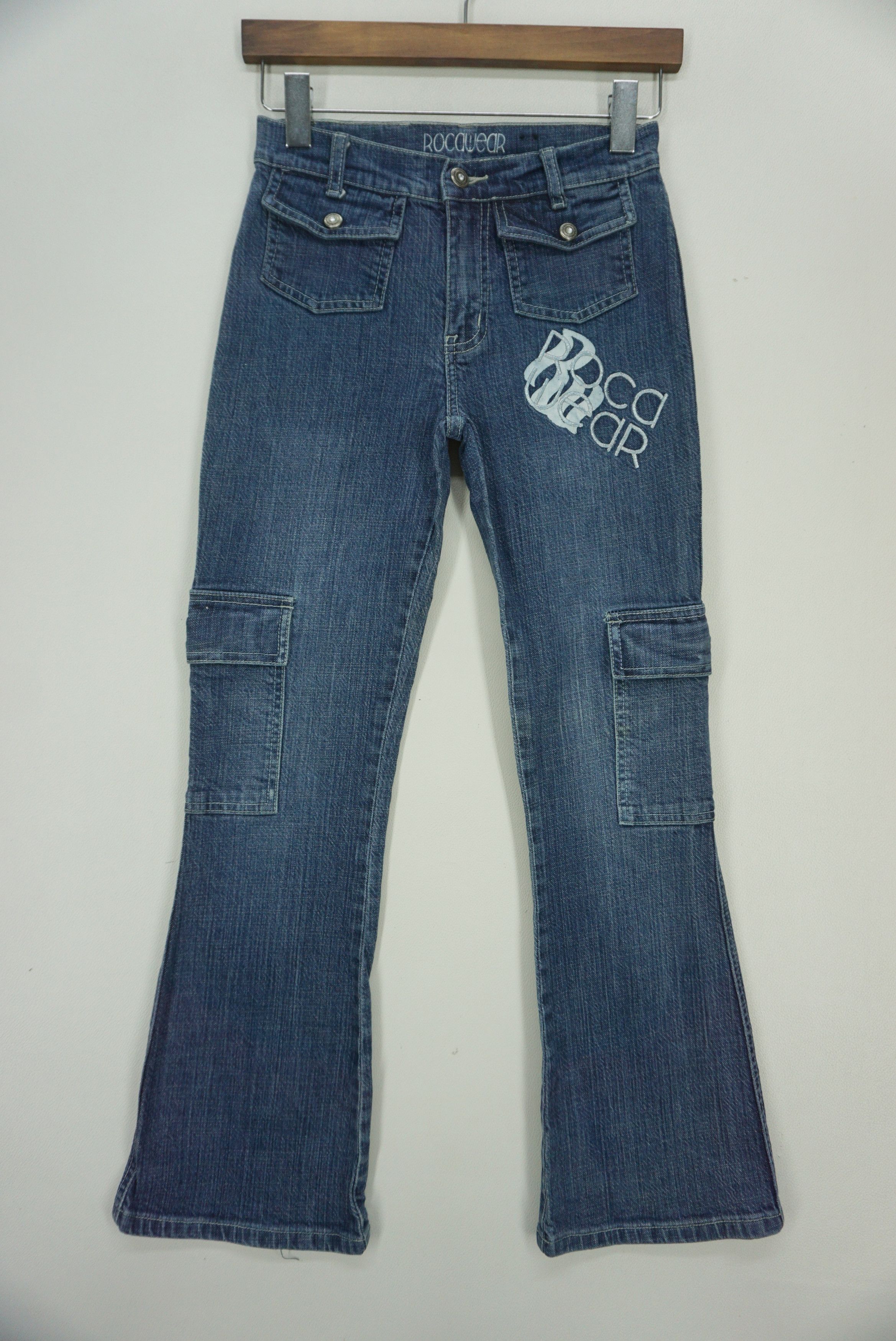 image of Jay Z x Rocawear Bootcut Hip Hop Skateboards Jay-Z Cargo Jeans Ankle Tapered in Blue, Women's (Size