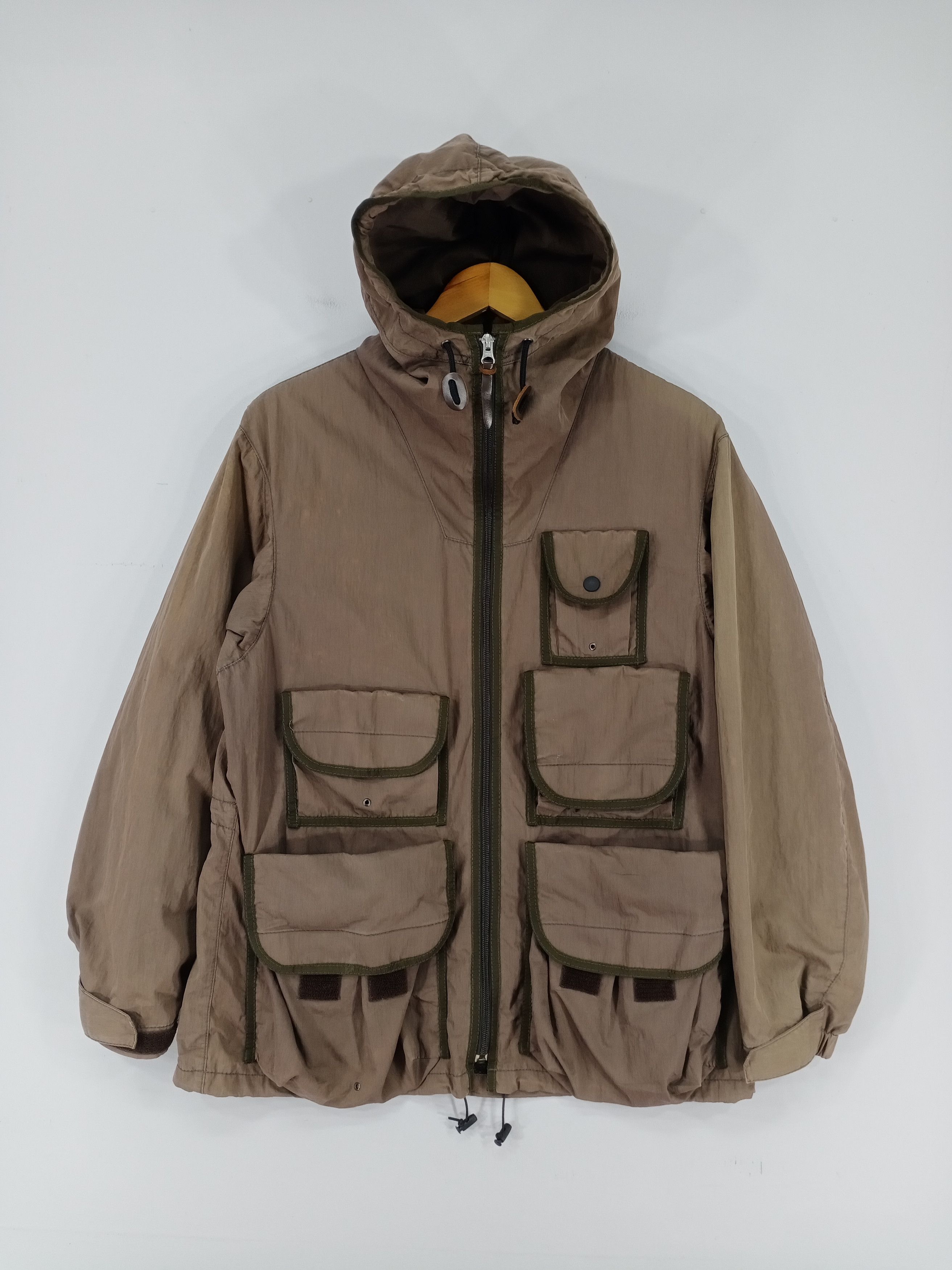 image of Archival Clothing x If Six Was Nine trans Continents Multipocket Sun Faded Hooded Jacket in Faded B