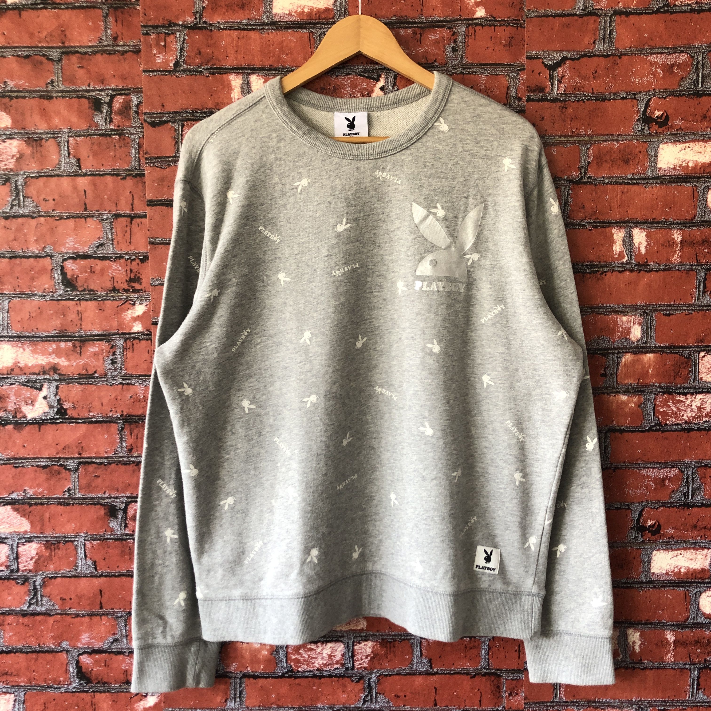 Playboy Playboy Big Logo Bunny Monogram Overprint Sweatshirt Fit L Size US L / EU 52-54 / 3 - 1 Thumbnail
