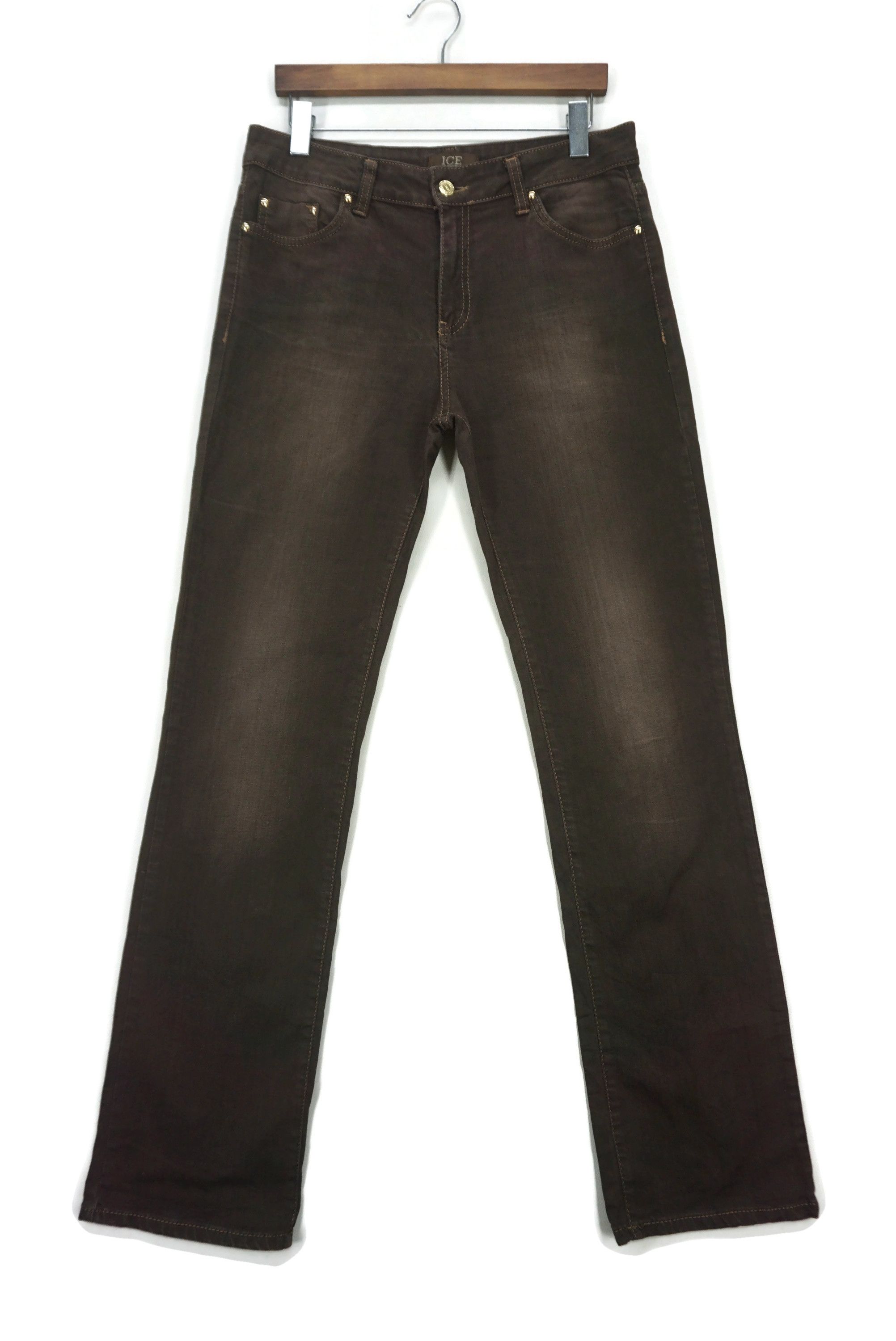 image of Straight Leg Jeans Ice By Iceberg Mid Rise Pants in Brown, Men's (Size 34)