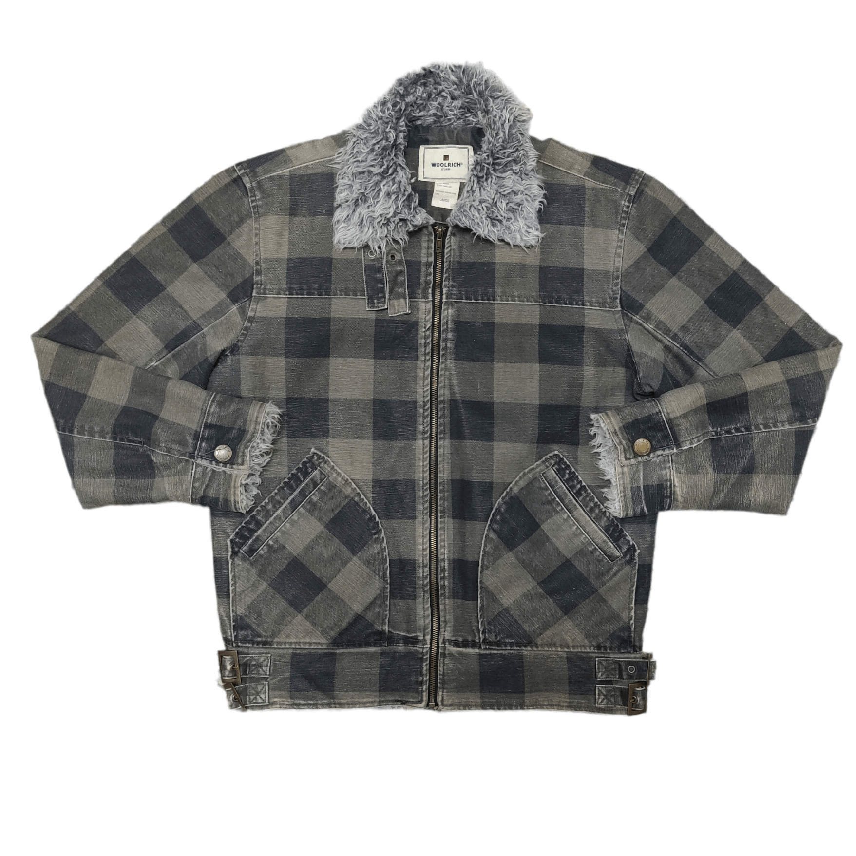 image of Vintage Woolrich Tartan Plaid Fur Jacket, Men's (Size Large)