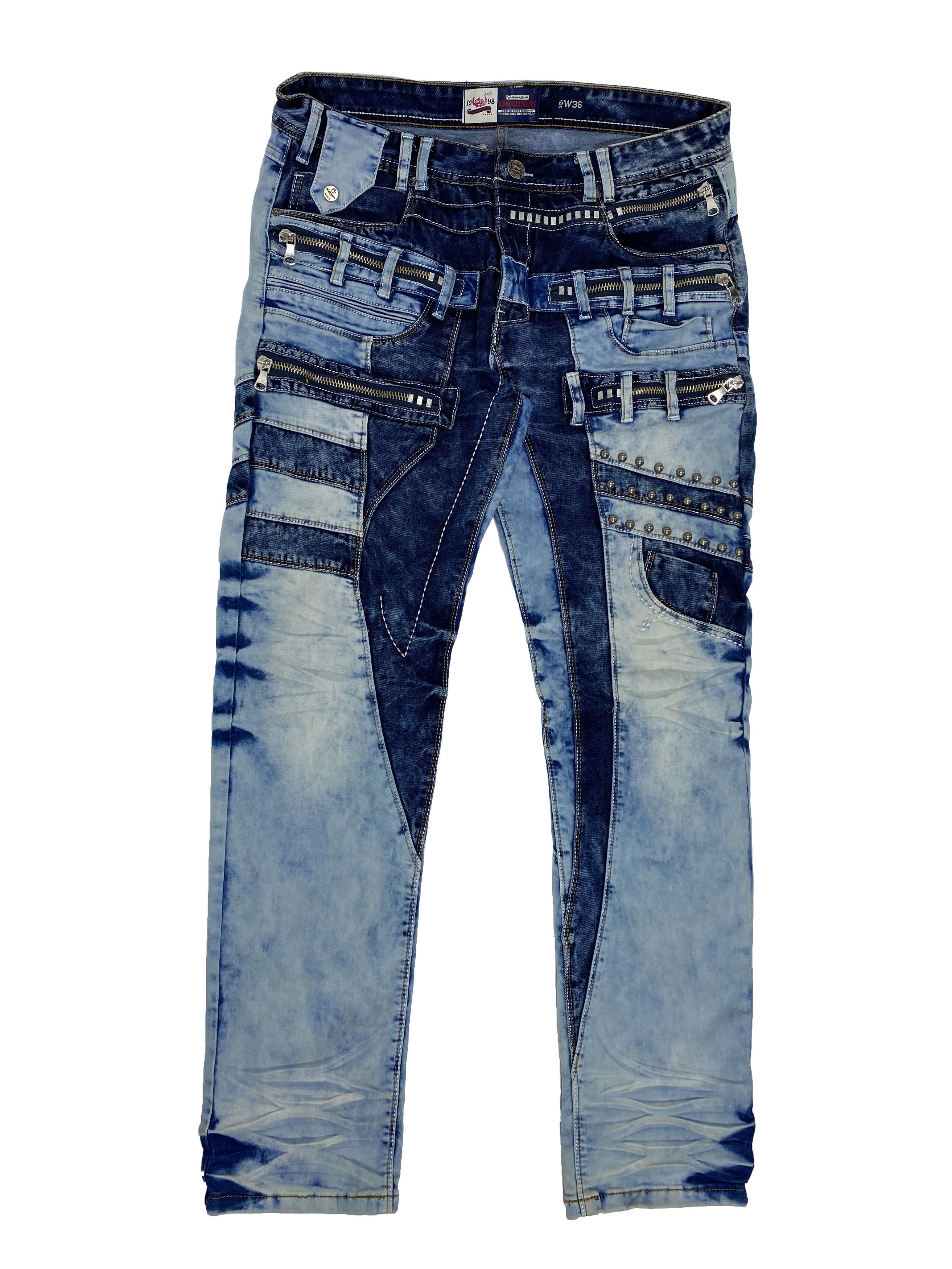 Japanese Brand × Vintage Highness Denim Y2K Studded Zip Detail Acid Wash Jeans Size US 36 / EU 52 - 1 Thumbnail