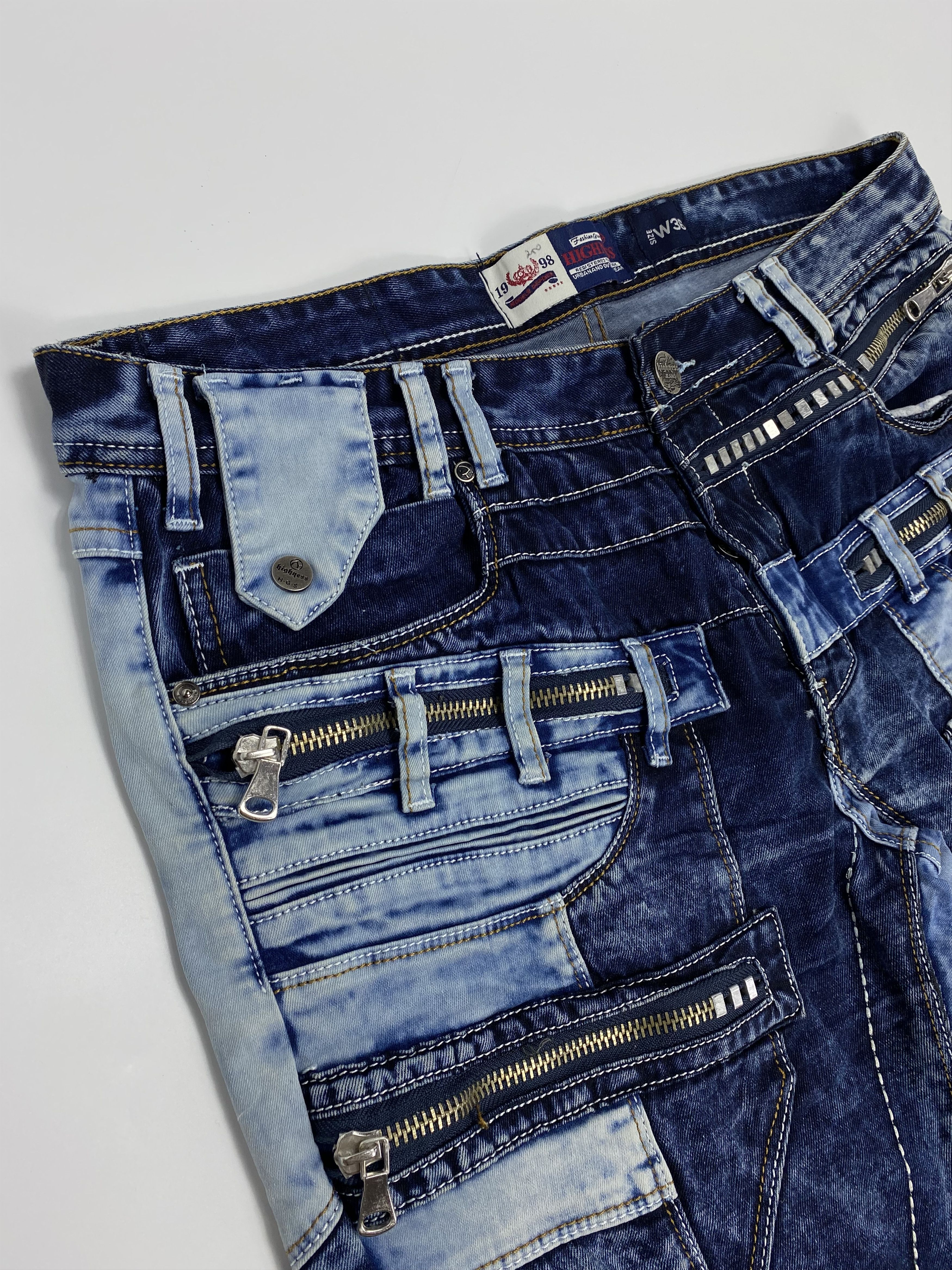 Japanese Brand × Vintage Highness Denim Y2K Studded Zip Detail Acid Wash Jeans Size US 36 / EU 52 - 3 Thumbnail