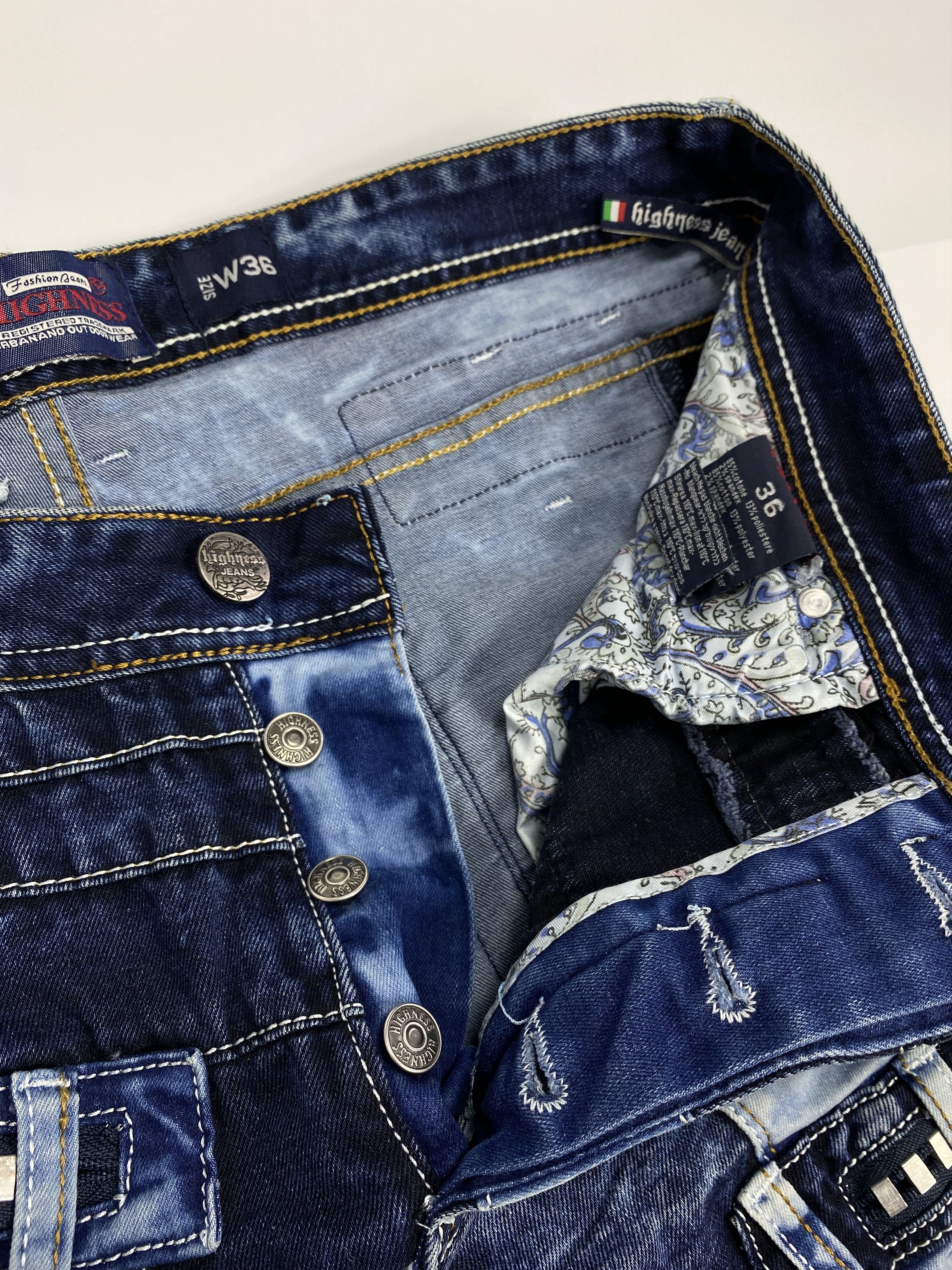 Japanese Brand × Vintage Highness Denim Y2K Studded Zip Detail Acid Wash Jeans Size US 36 / EU 52 - 4 Thumbnail