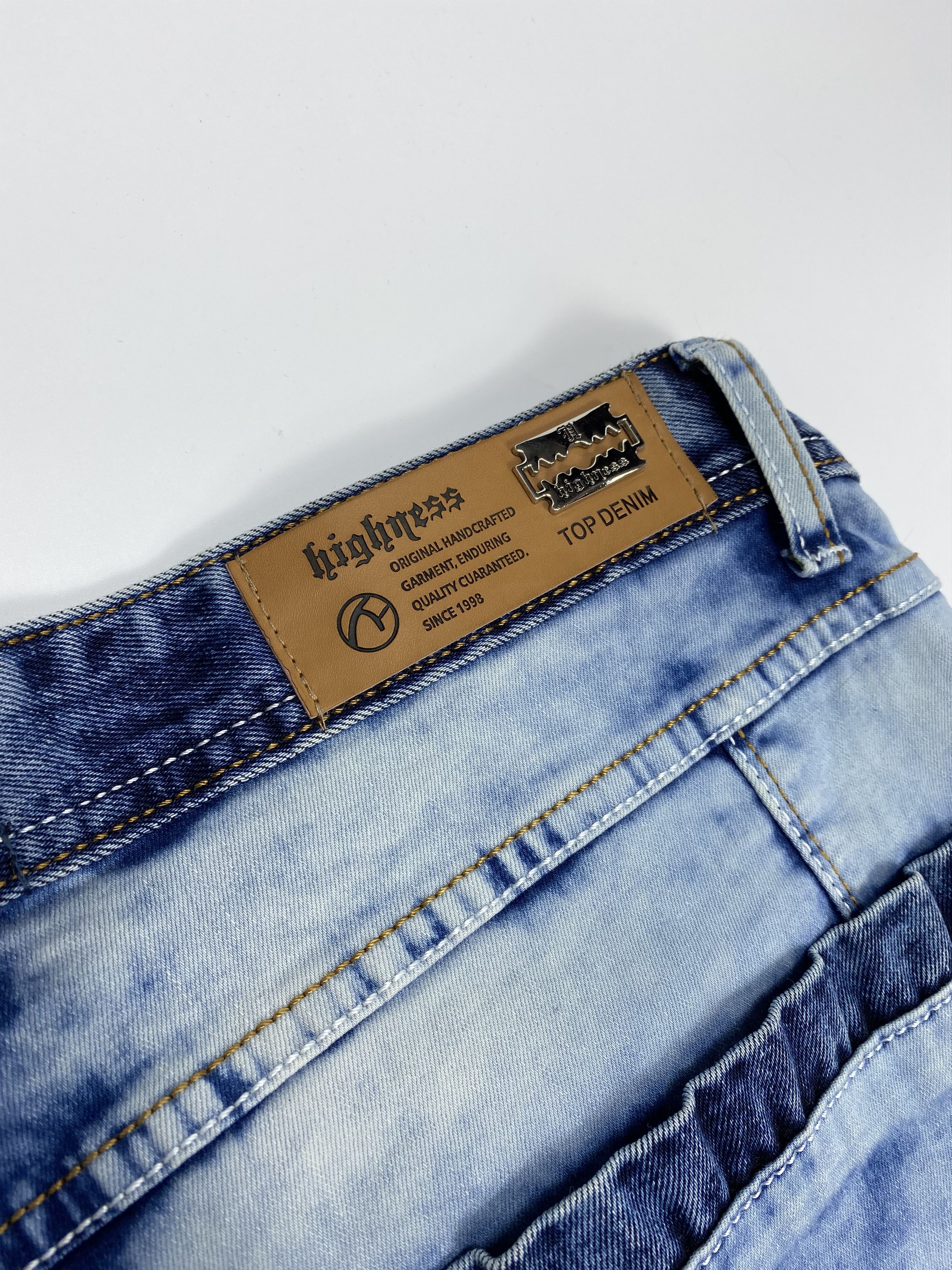 Japanese Brand × Vintage Highness Denim Y2K Studded Zip Detail Acid Wash Jeans Size US 36 / EU 52 - 7 Thumbnail