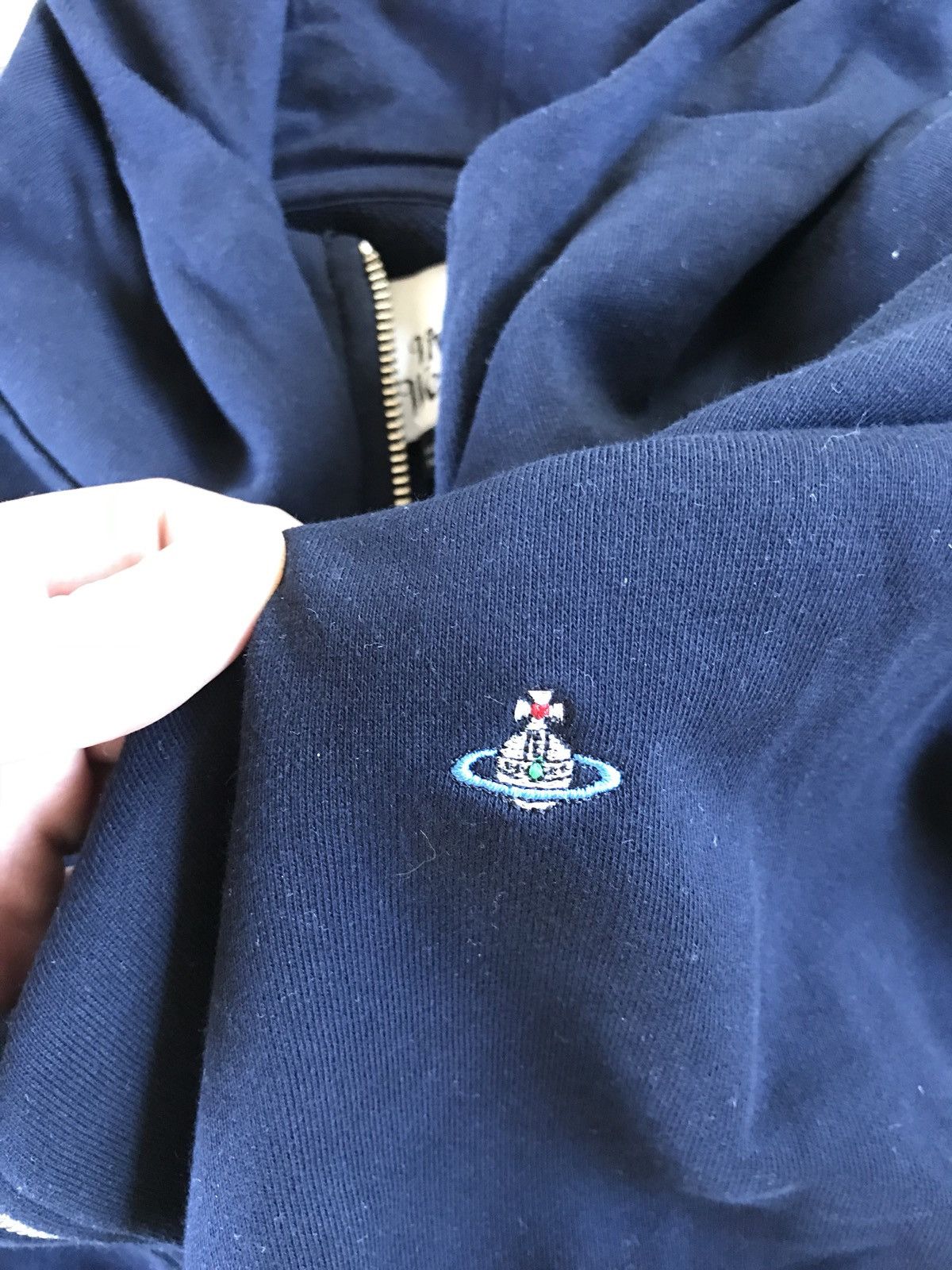 Zip Up Black Hoodie With Embroidered Chest Logo