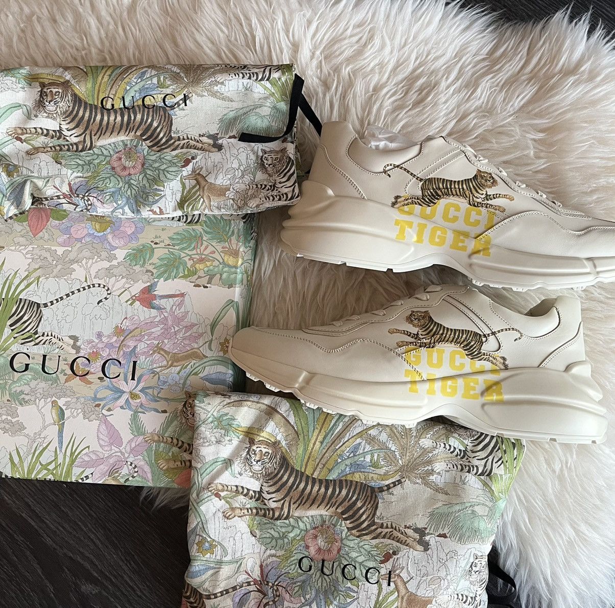 Gucci Rare New Super Runway Rhyton Gucci Tiger Leather Sneaker Size US 12.5 / EU 45-46 - 11 Thumbnail