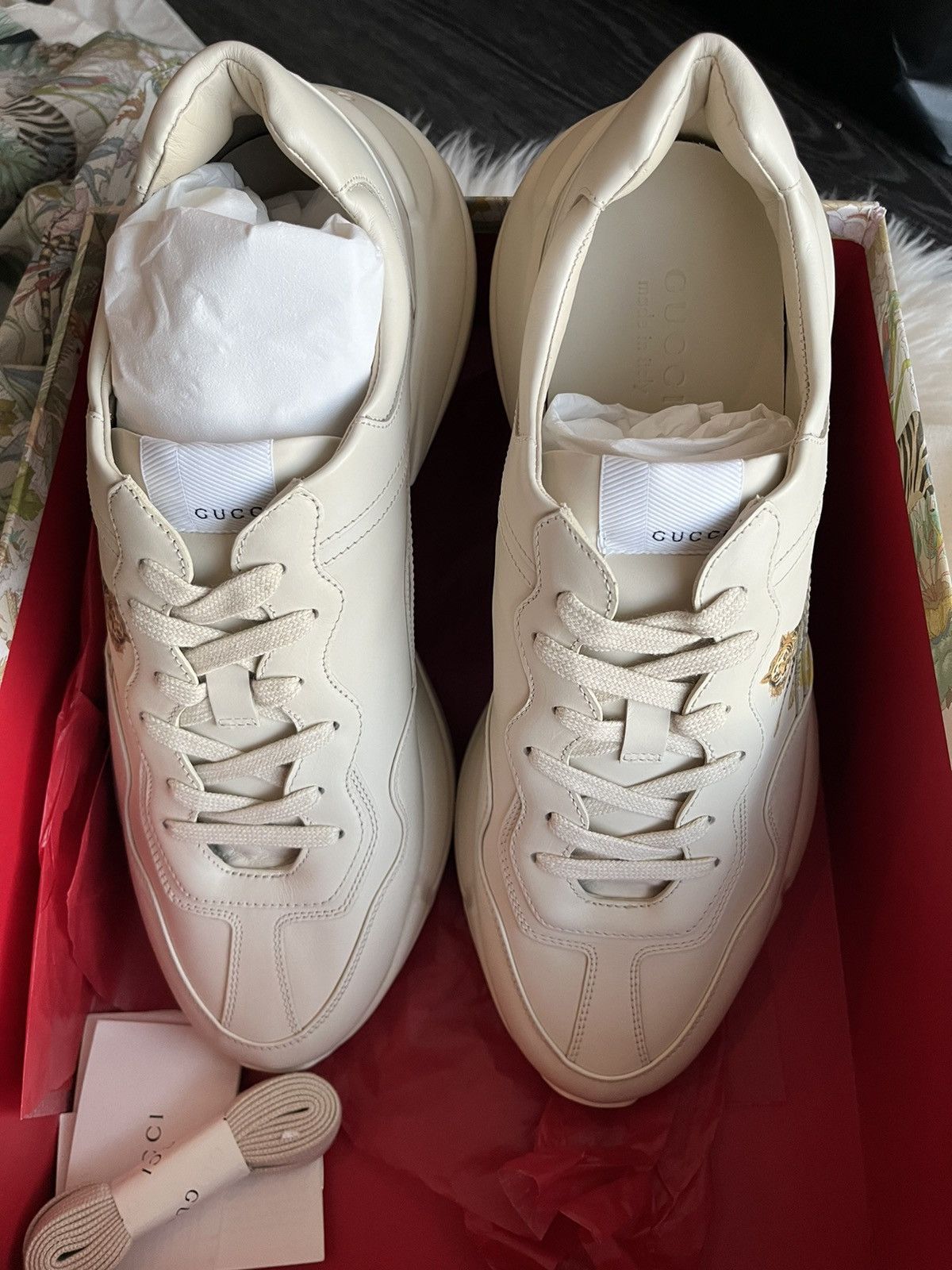 Gucci Rare New Super Runway Rhyton Gucci Tiger Leather Sneaker Size US 12.5 / EU 45-46 - 10 Thumbnail