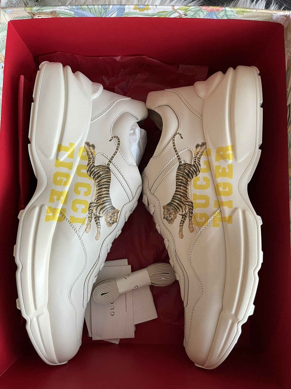 Gucci Rare New Super Runway Rhyton Gucci Tiger Leather Sneaker Size US 12.5 / EU 45-46 - 1 Thumbnail