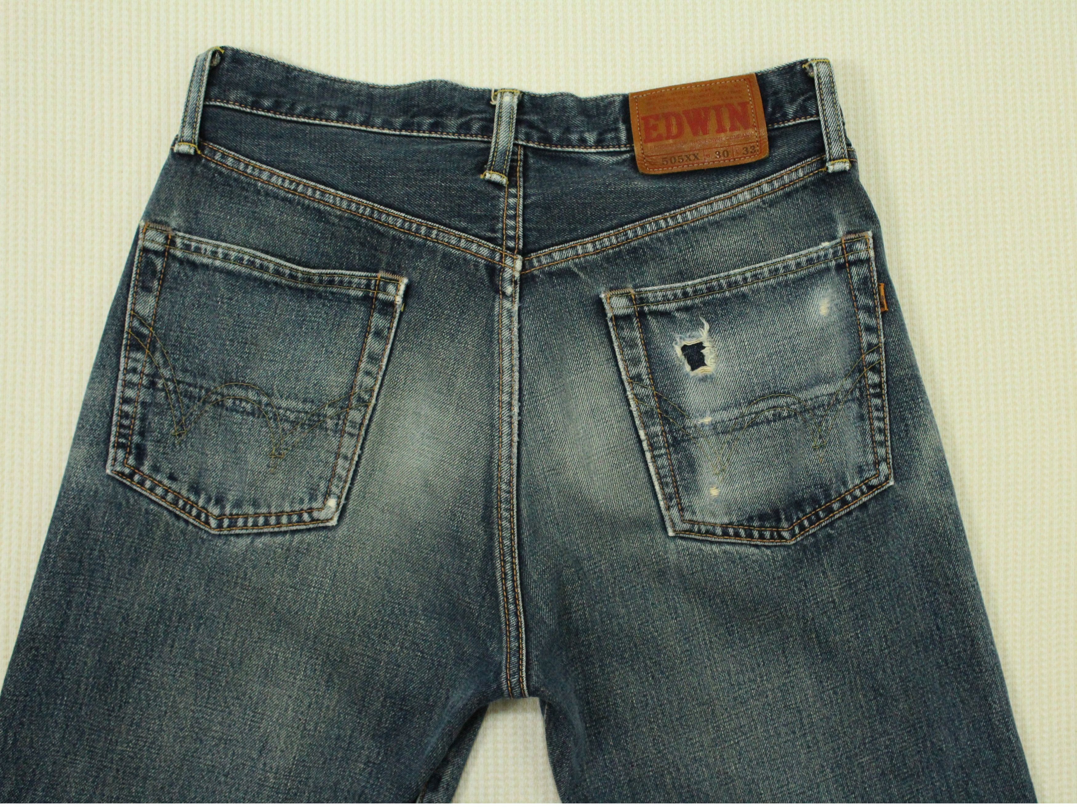 Vintage Distressed Selvedge EDWIN Denim Jeans 505XX Edwin Japan Size US 30 / EU 46 - 6 Thumbnail