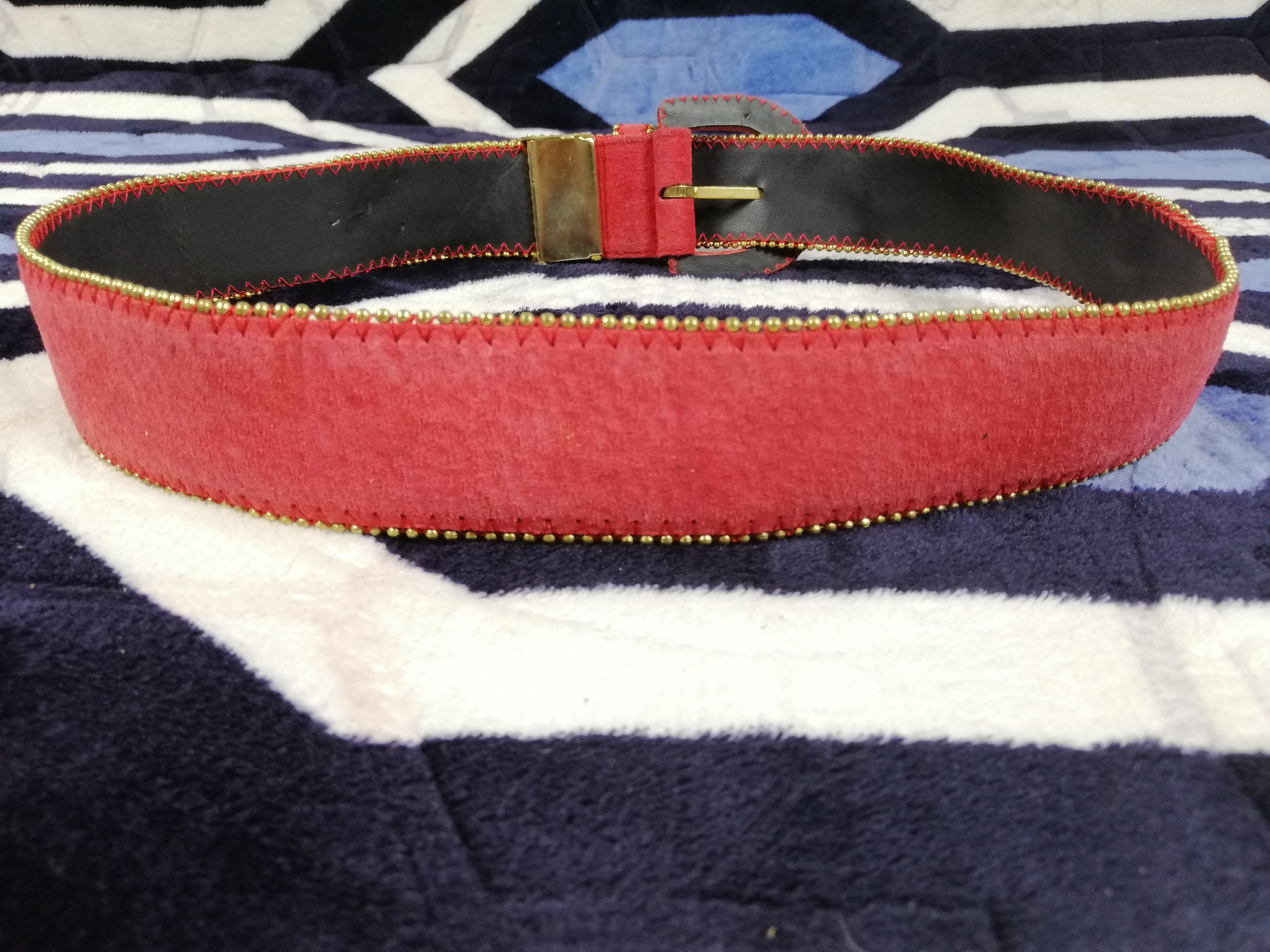 Japanese Brand × Other Espace Red Suede Leather Belt Size ONE SIZE - 2 Thumbnail