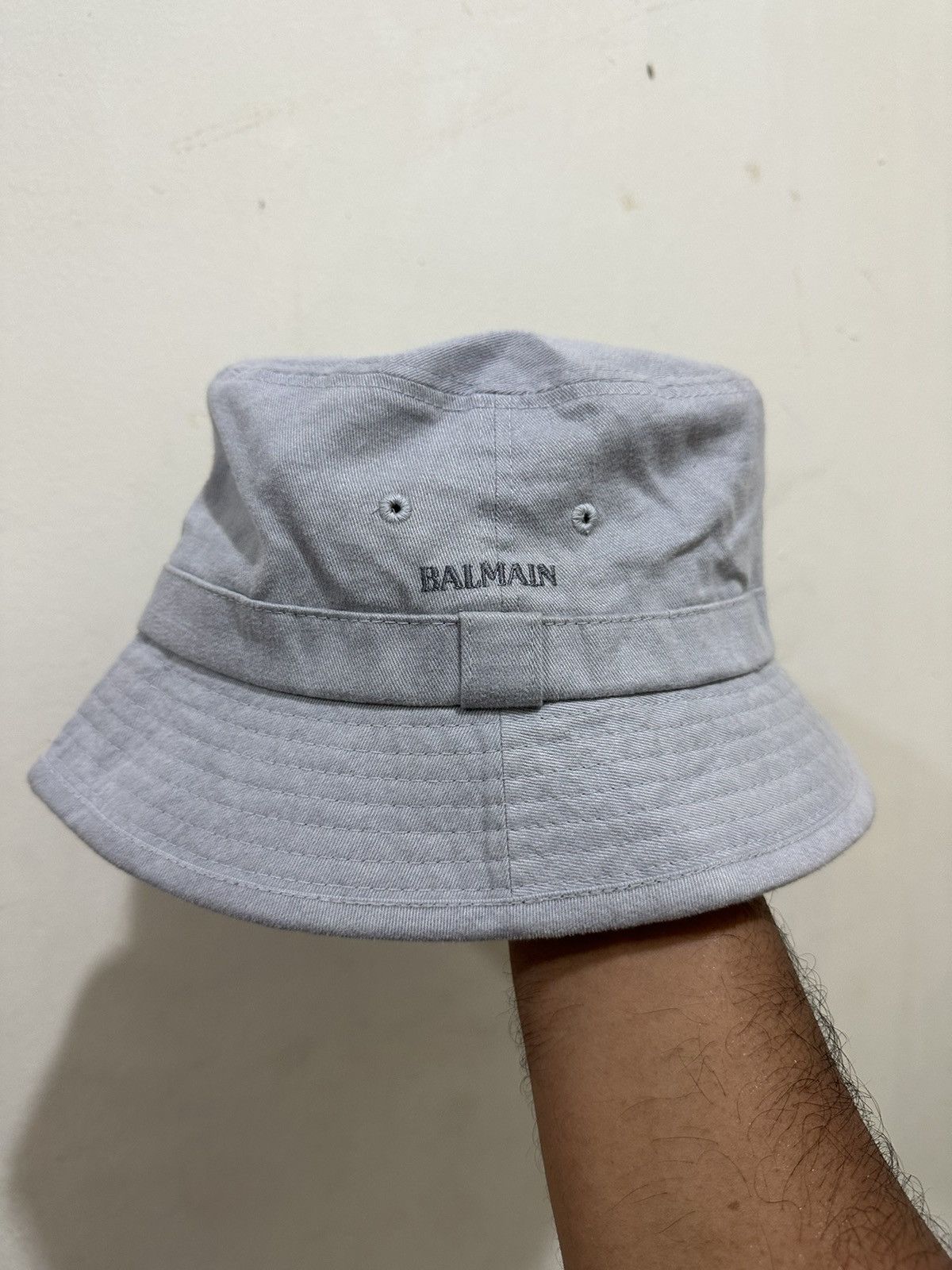 image of Balmain Bucket Hat in Grey, Men's