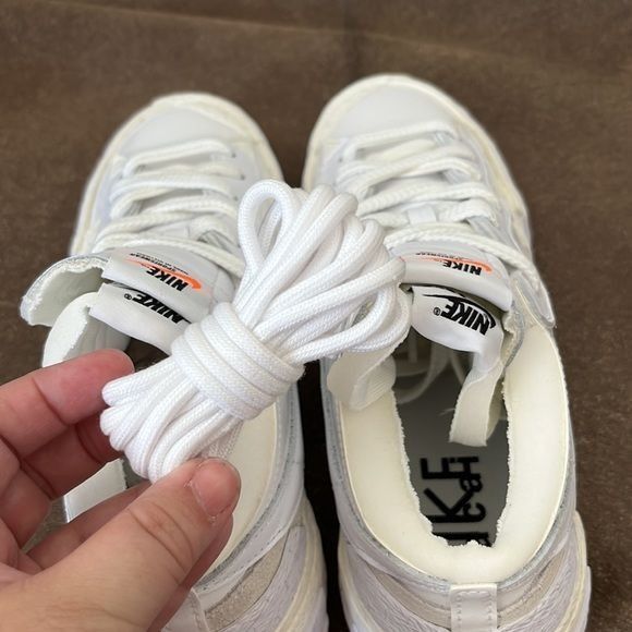 Nike × Sacai Sacai X Nike Blazer Low White Patent Two Tone Double Sneaker Size US 10 / EU 43 - 8 Thumbnail