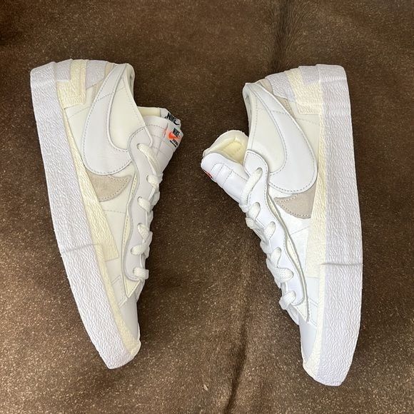 Nike × Sacai Sacai X Nike Blazer Low White Patent Two Tone Double Sneaker Size US 10 / EU 43 - 3 Thumbnail