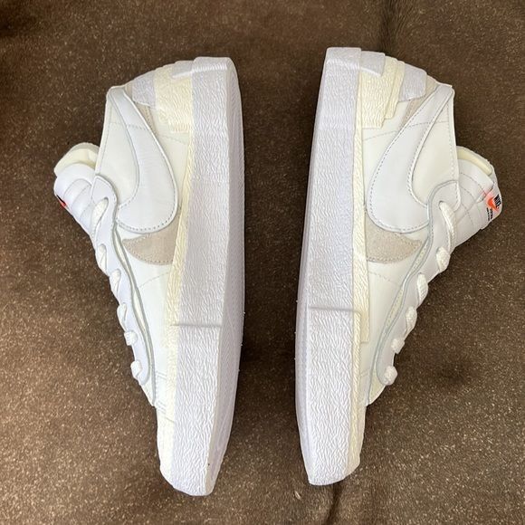 Nike × Sacai Sacai X Nike Blazer Low White Patent Two Tone Double Sneaker Size US 10 / EU 43 - 4 Thumbnail