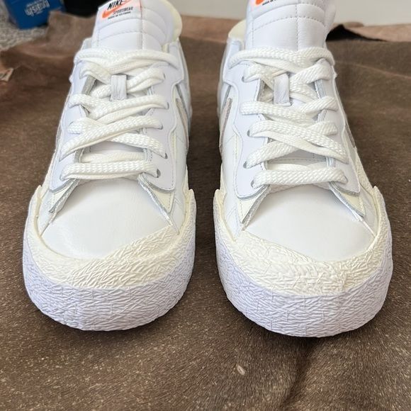 Nike × Sacai Sacai X Nike Blazer Low White Patent Two Tone Double Sneaker Size US 10 / EU 43 - 5 Thumbnail