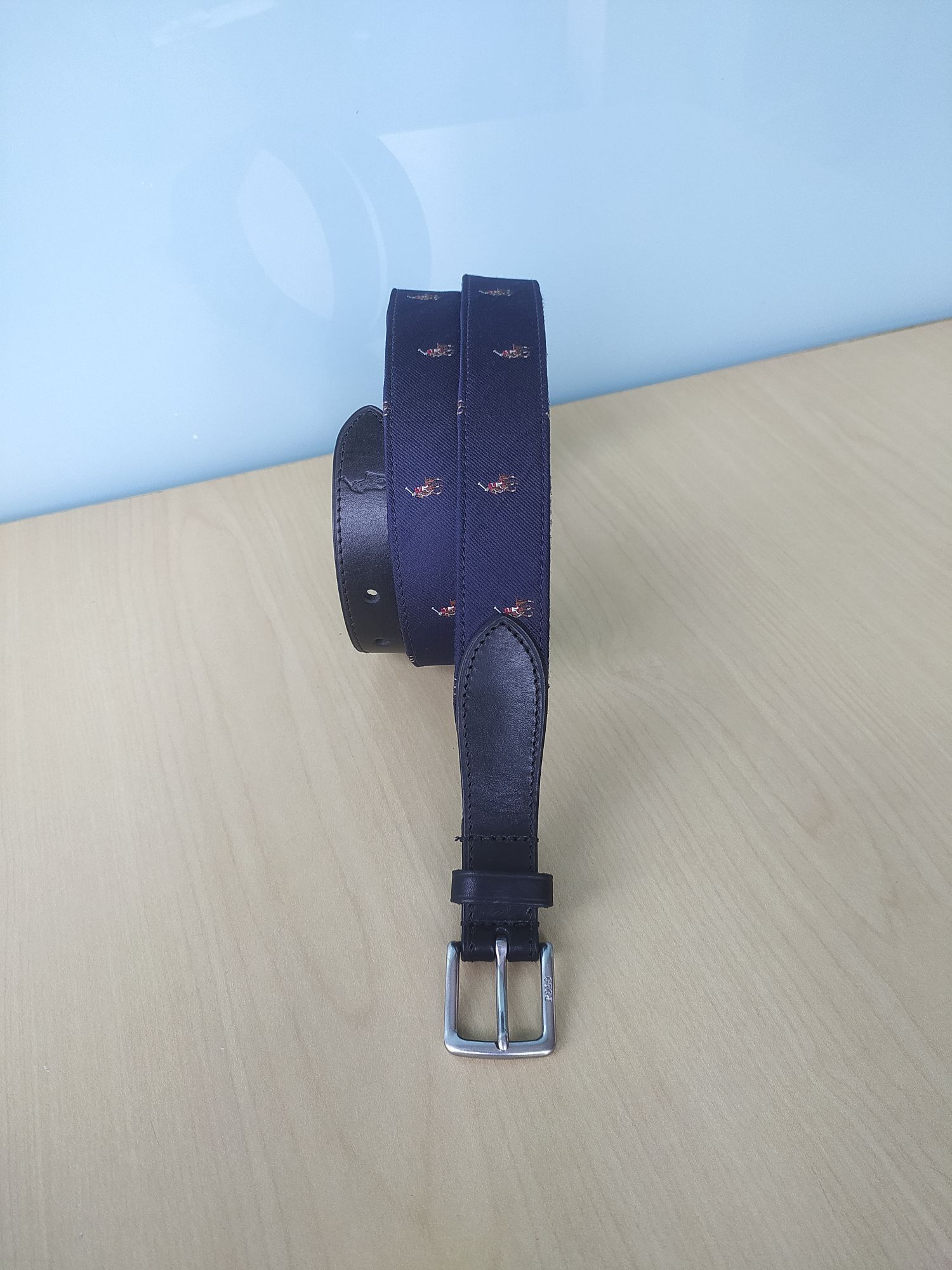 Polo Ralph Lauren Leather-Trim Signature Pony Belt IFD 0583
