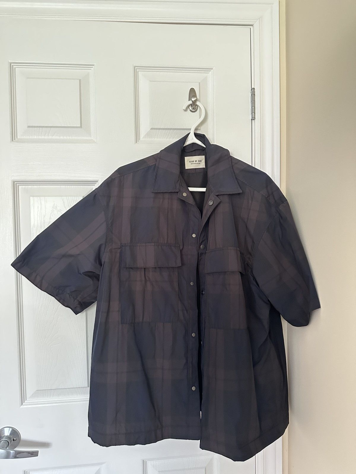 image of Fear Of God Fog Sixth Collection Nylon S/s Button Up in Checkered, Men's (Size Small)
