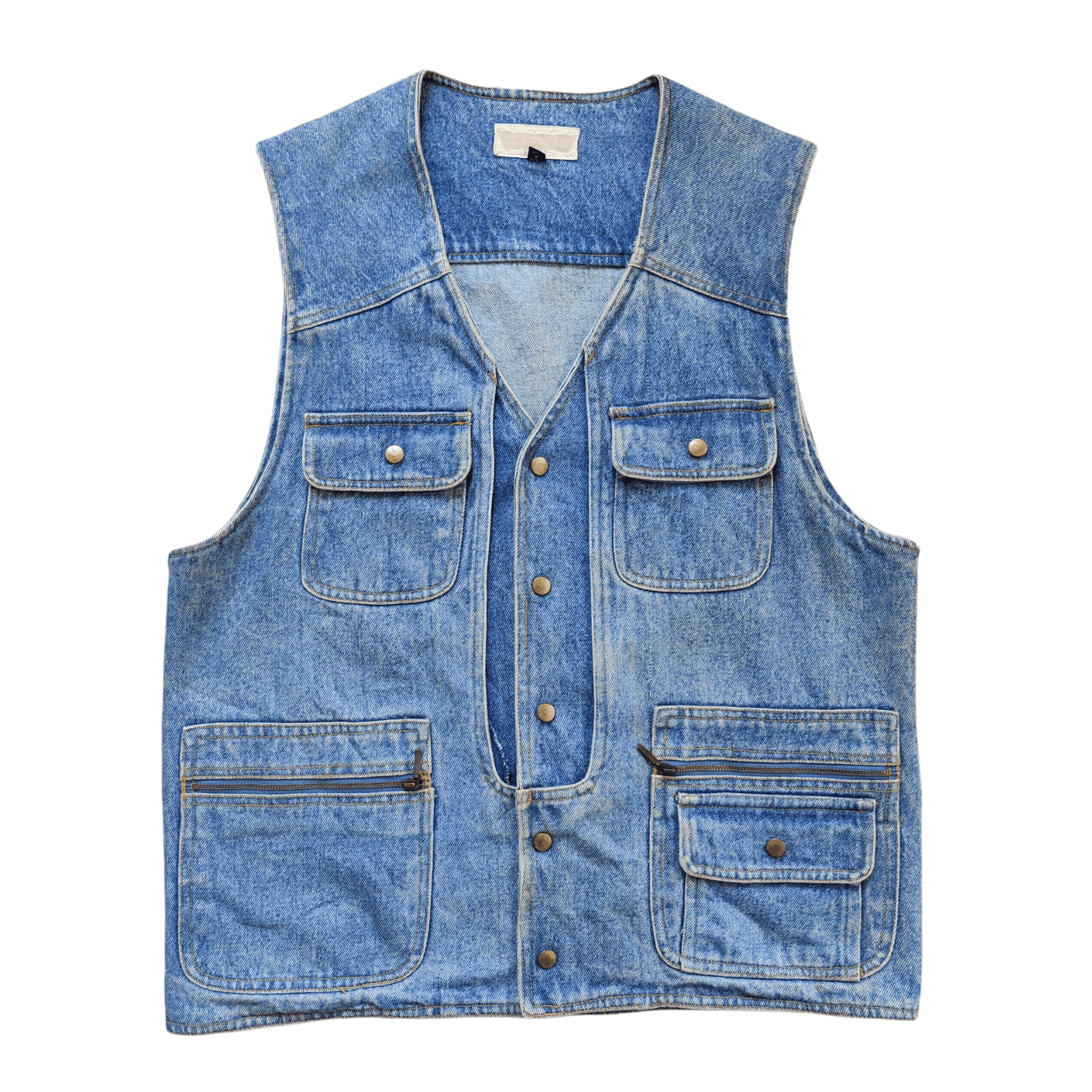 image of Denim Jacket x Vintage Country Life Denim Vest Multi Pocket, Men's (Size Medium)