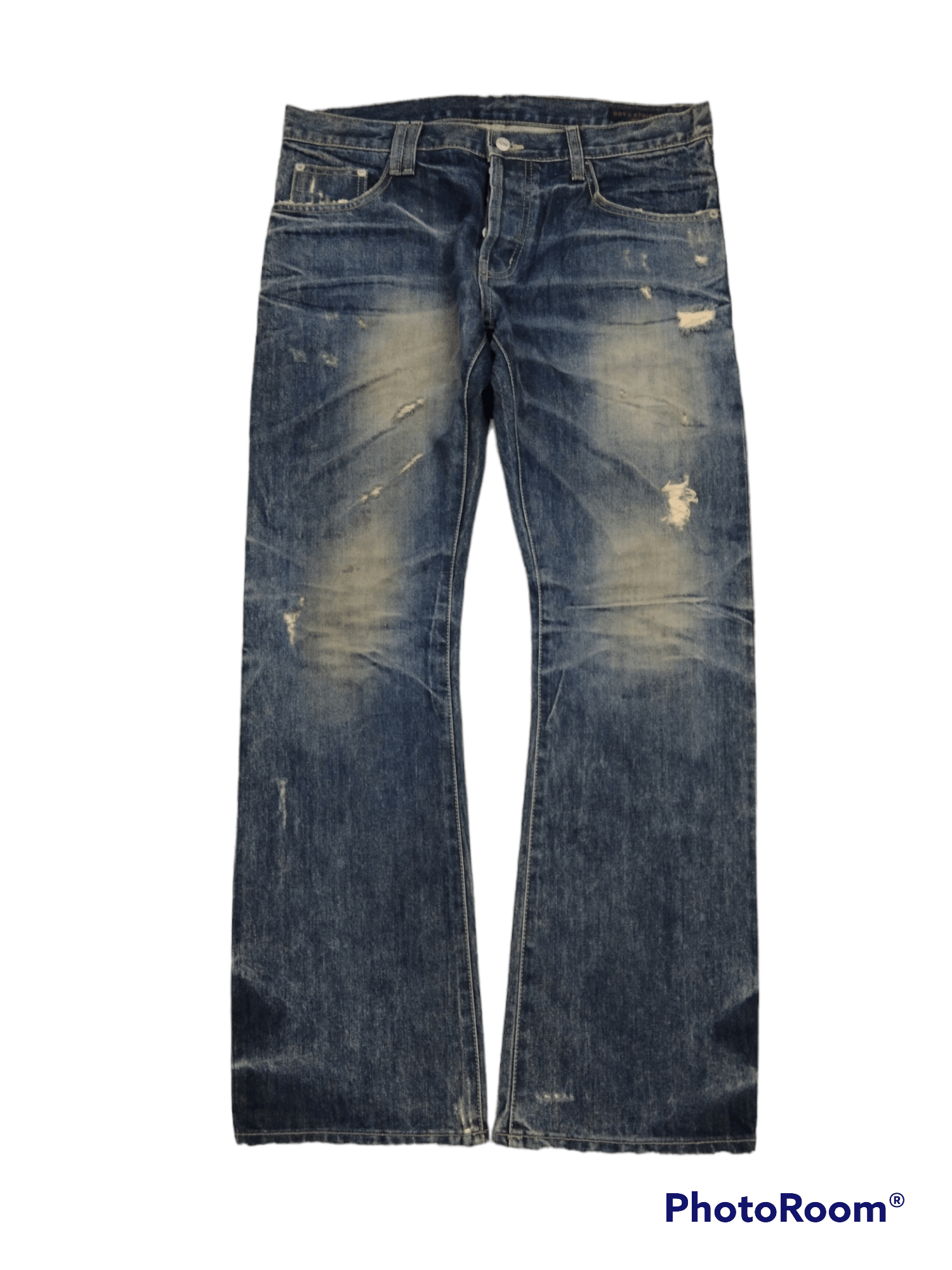 image of Hype x Rusty Flare Rusty D0T&stripe Paul Denim Pants in Blue Distressed, Men's (Size 33)