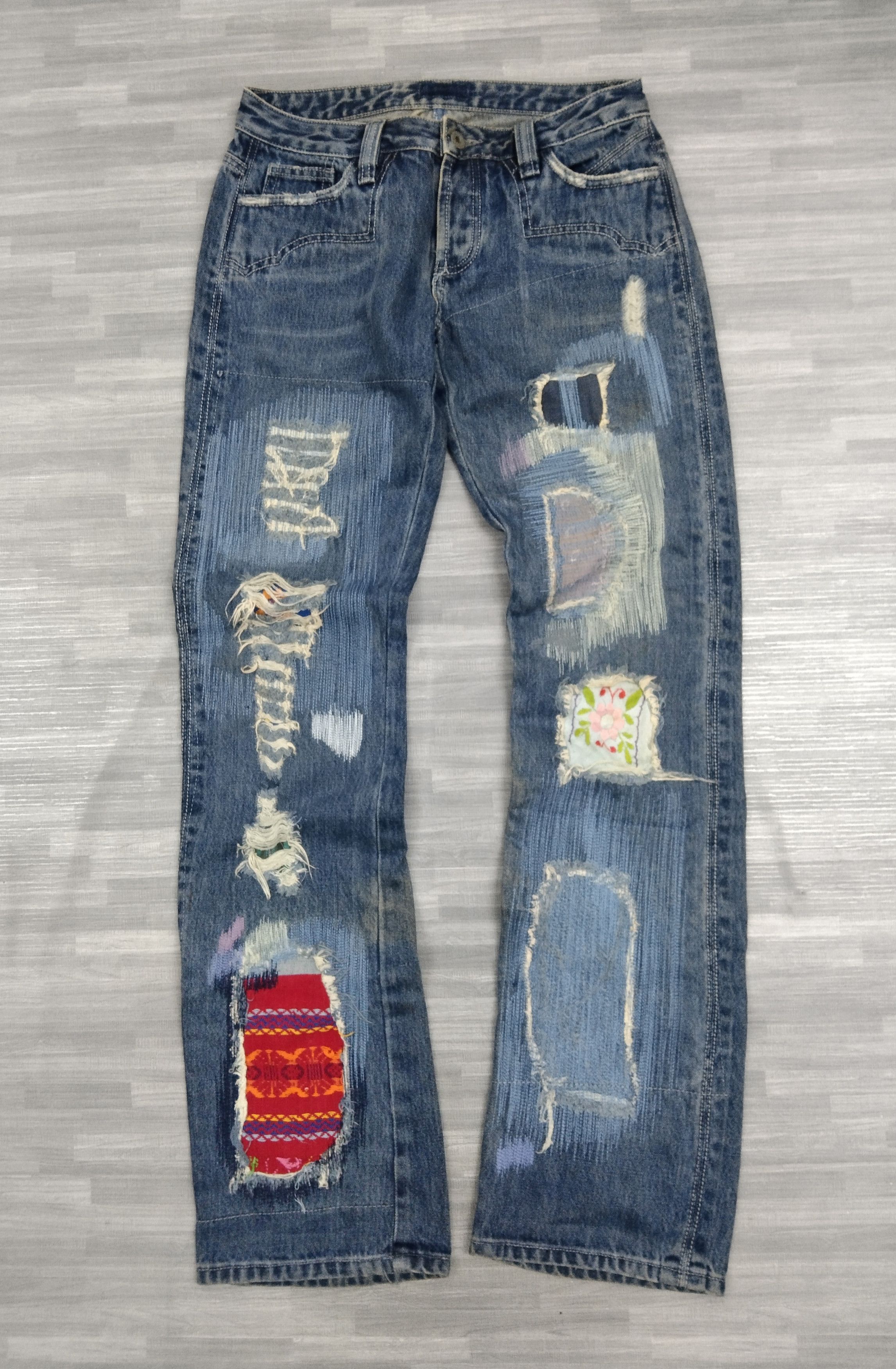 Japanese Brand PACTHWORK FLARE DENIM PANTS Size US 27 - 2 Thumbnail