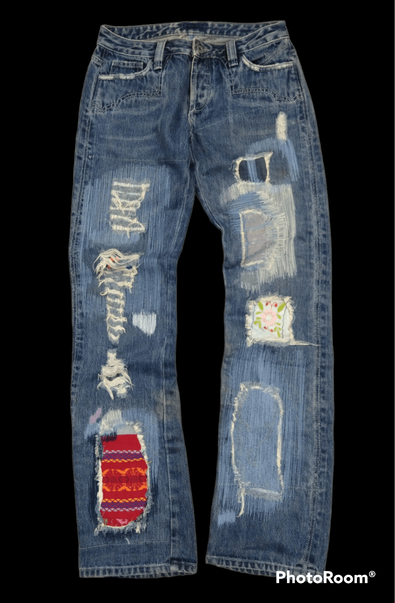 PACTHWORK FLARE DENIM PANTS