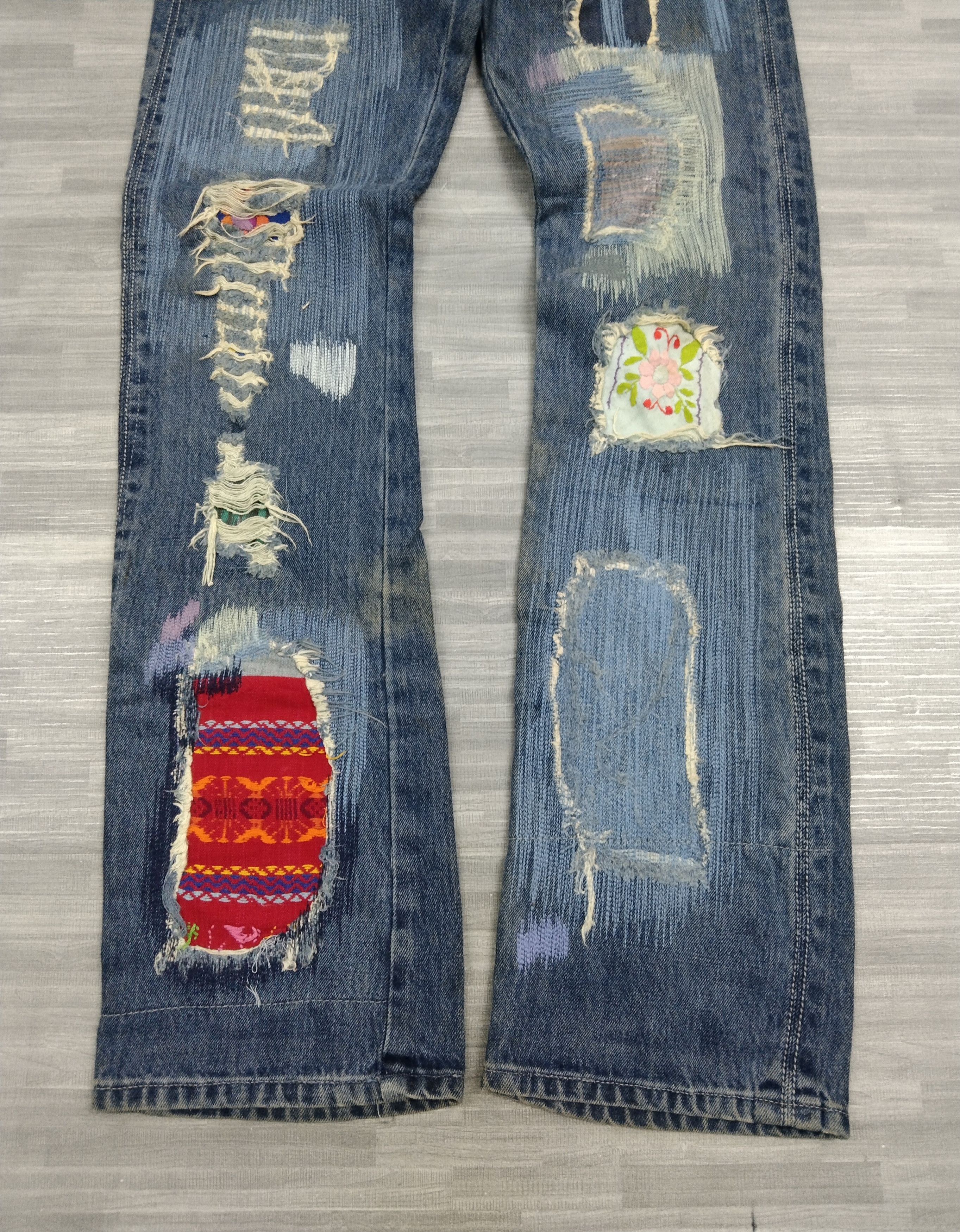 Japanese Brand PACTHWORK FLARE DENIM PANTS Size US 27 - 6 Thumbnail