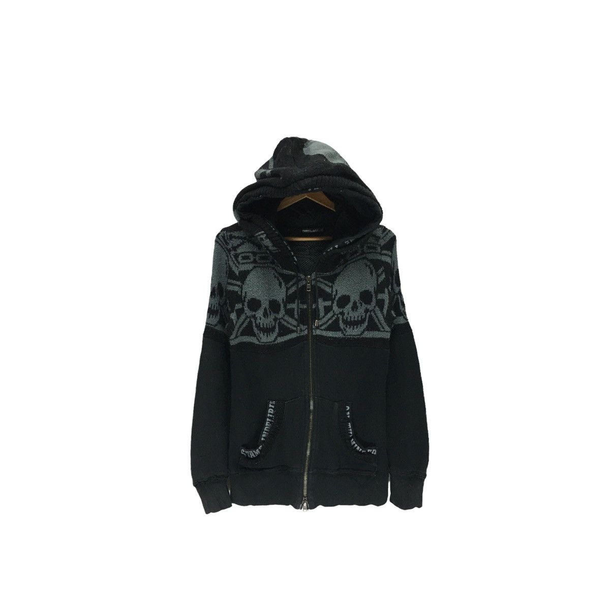 image of Seditionaries Vintage Ghost Of Harlem Inspired Mastermind Zipper Hoodie in Black, Men's (Size Small