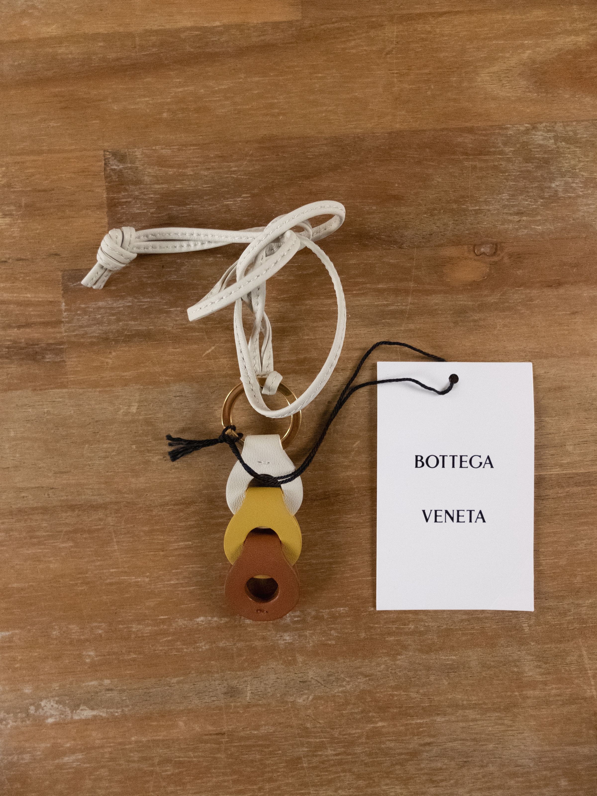 image of Bottega Veneta Tricolor Leather Nappa Keyring Key Ring, Women's
