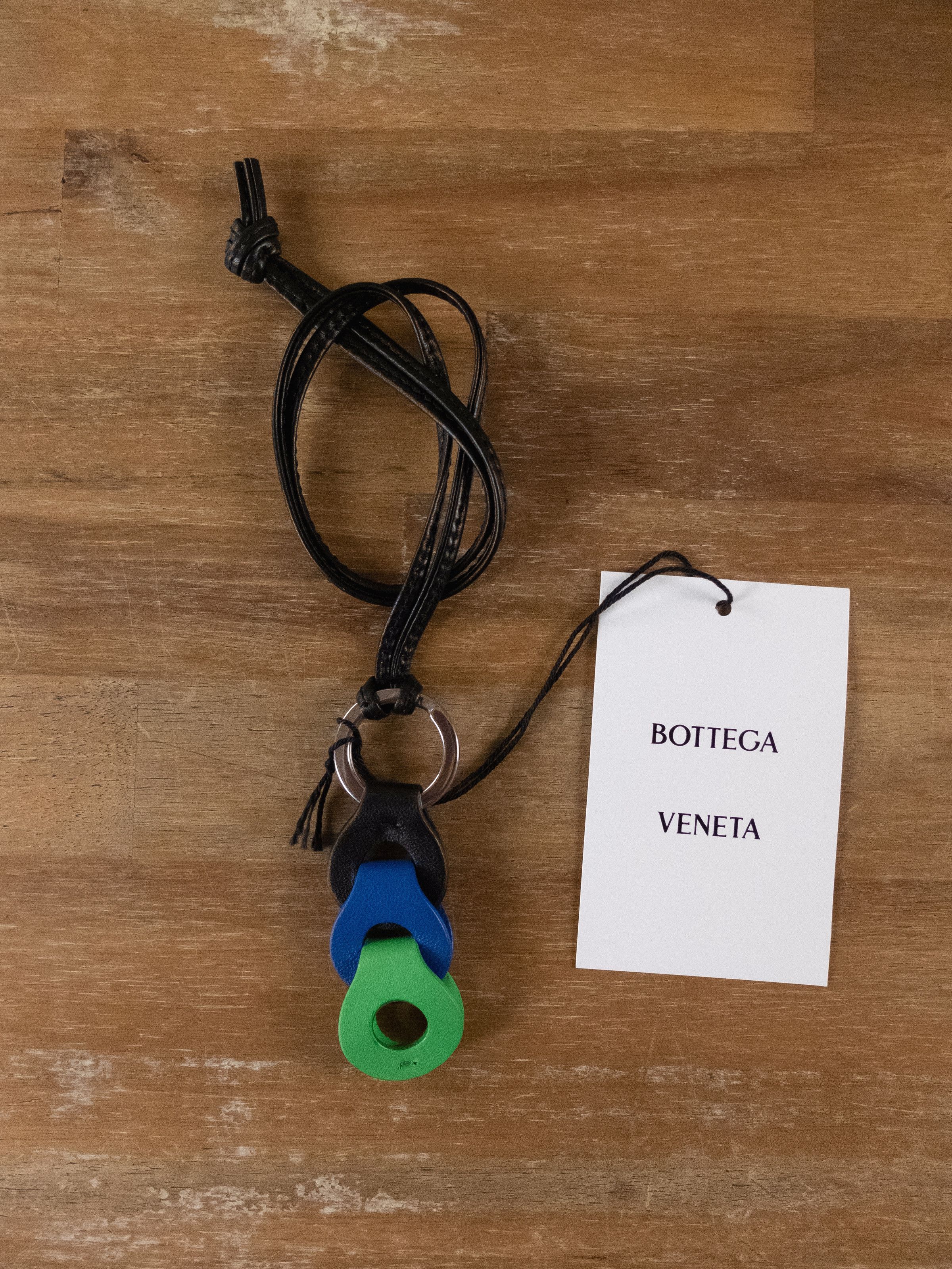 image of Bottega Veneta Tricolor Leather Nappa Keyring Key Ring, Women's