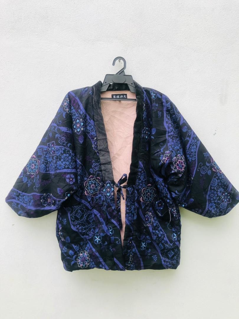 image of Kimono Japan Dragon Vintage Floral Japanese Designer Kimono Travis Scott Style in Purple (Size Larg