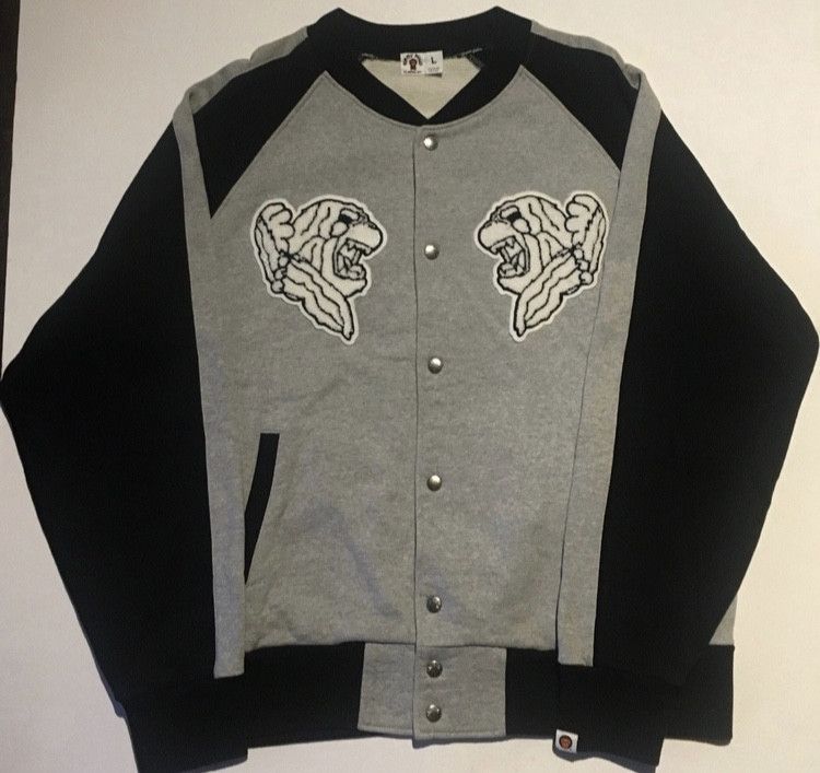 image of Bape Baby Milo Varsity Bomber Jacket in Black, Men's (Size XL)