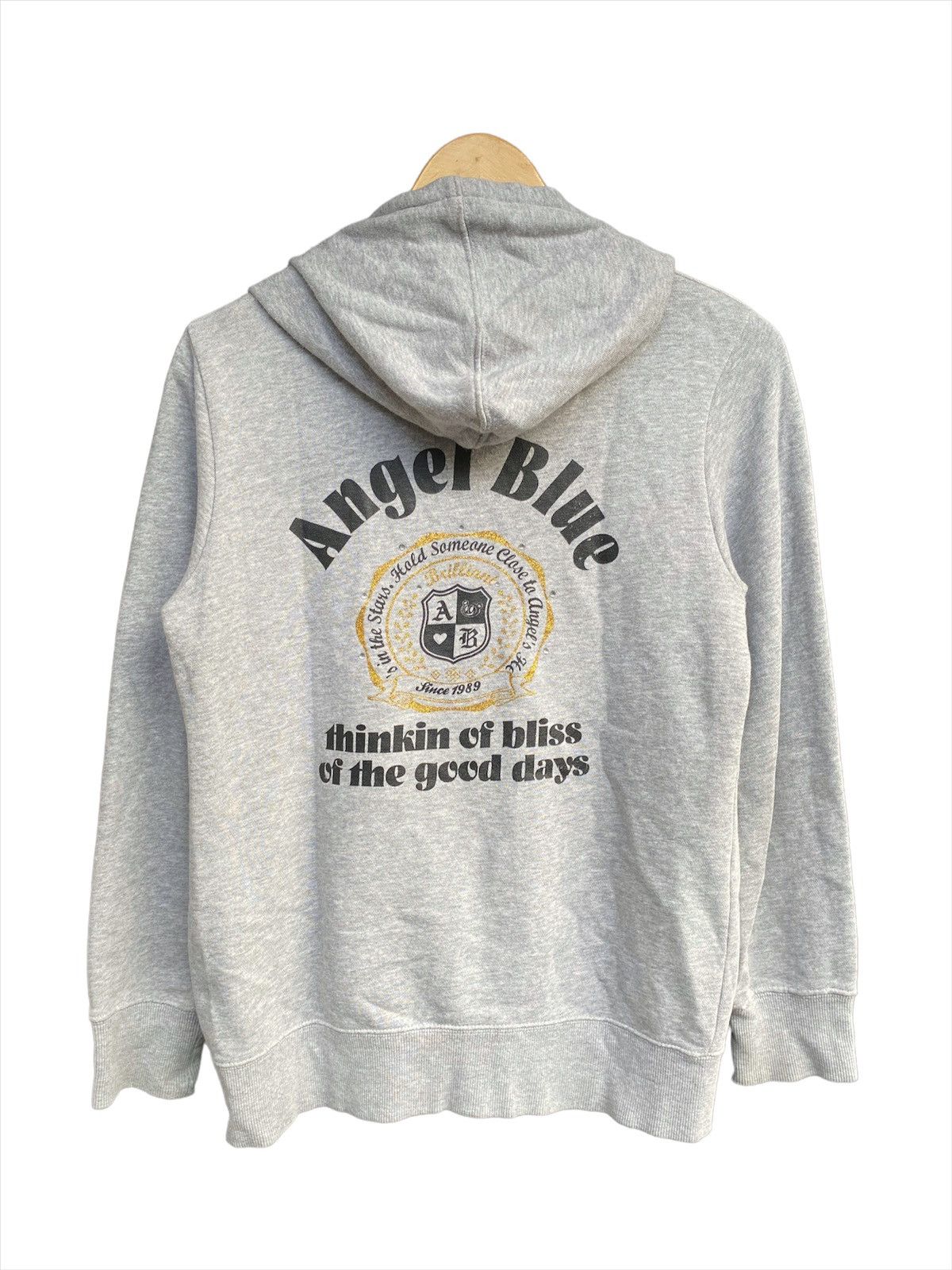 image of 20471120 x Beauty Beast Y2K Angel Blue Zip Hoodie in Grey, Men's (Size Medium)