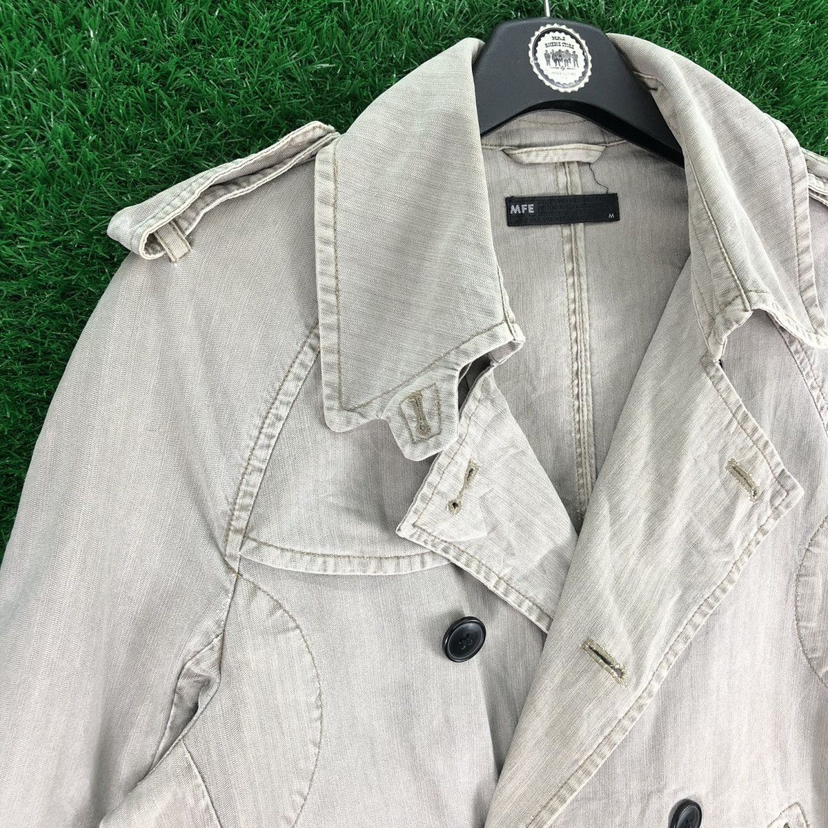 Japanese Brand Vintage Trench Coat Women Harringbone Twill by MFE Size S / US 4 / IT 40 - 2 Thumbnail