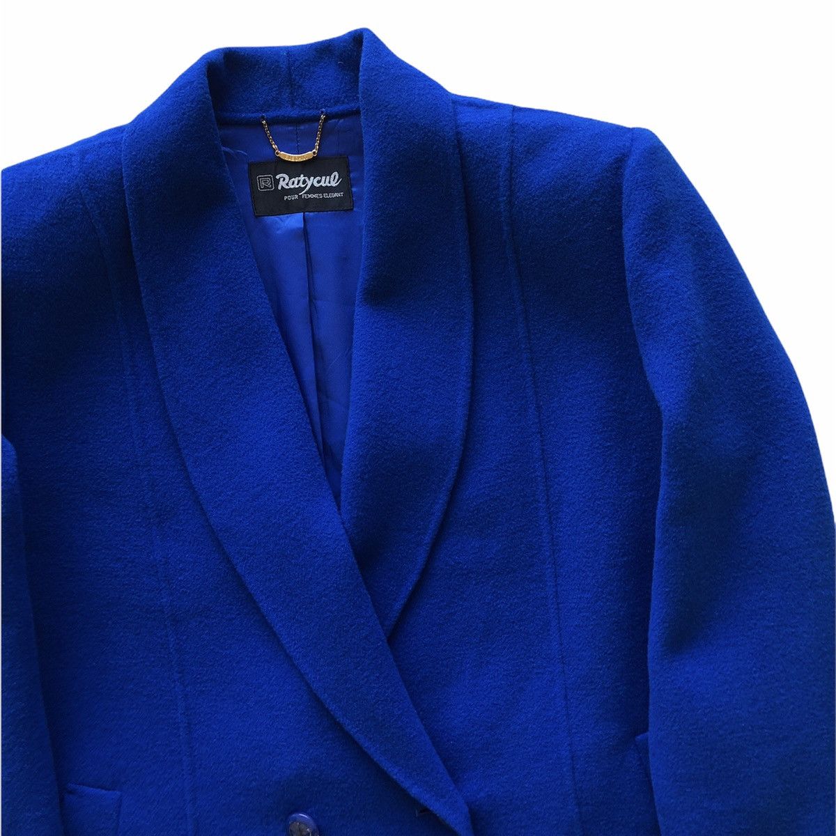 Japanese Brand Vintage 80's Double Breasted Coat Blue Colour by Ratycue Size L / US 10 / IT 46 - 3 Thumbnail