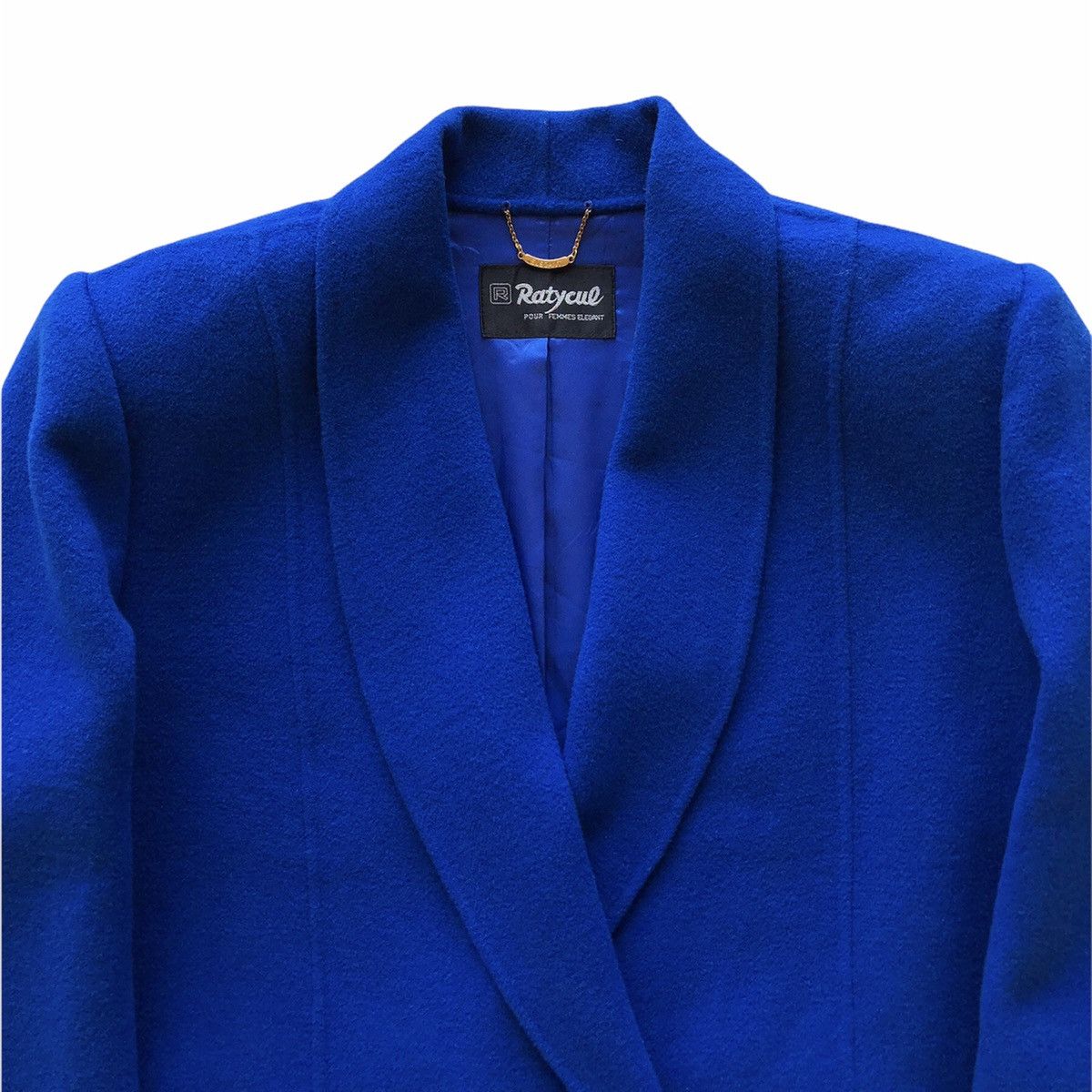 Japanese Brand Vintage 80's Double Breasted Coat Blue Colour by Ratycue Size L / US 10 / IT 46 - 2 Thumbnail