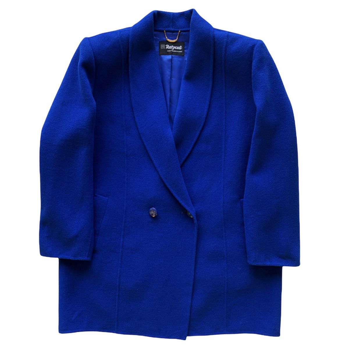 Japanese Brand Vintage 80's Double Breasted Coat Blue Colour by Ratycue Size L / US 10 / IT 46 - 1 Thumbnail