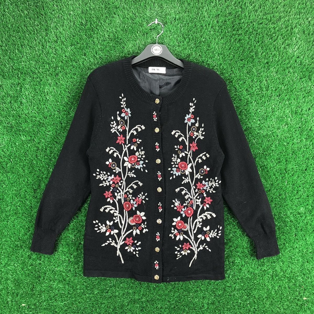 Vintage Cardigan Knit Hand Embroidered by Now
