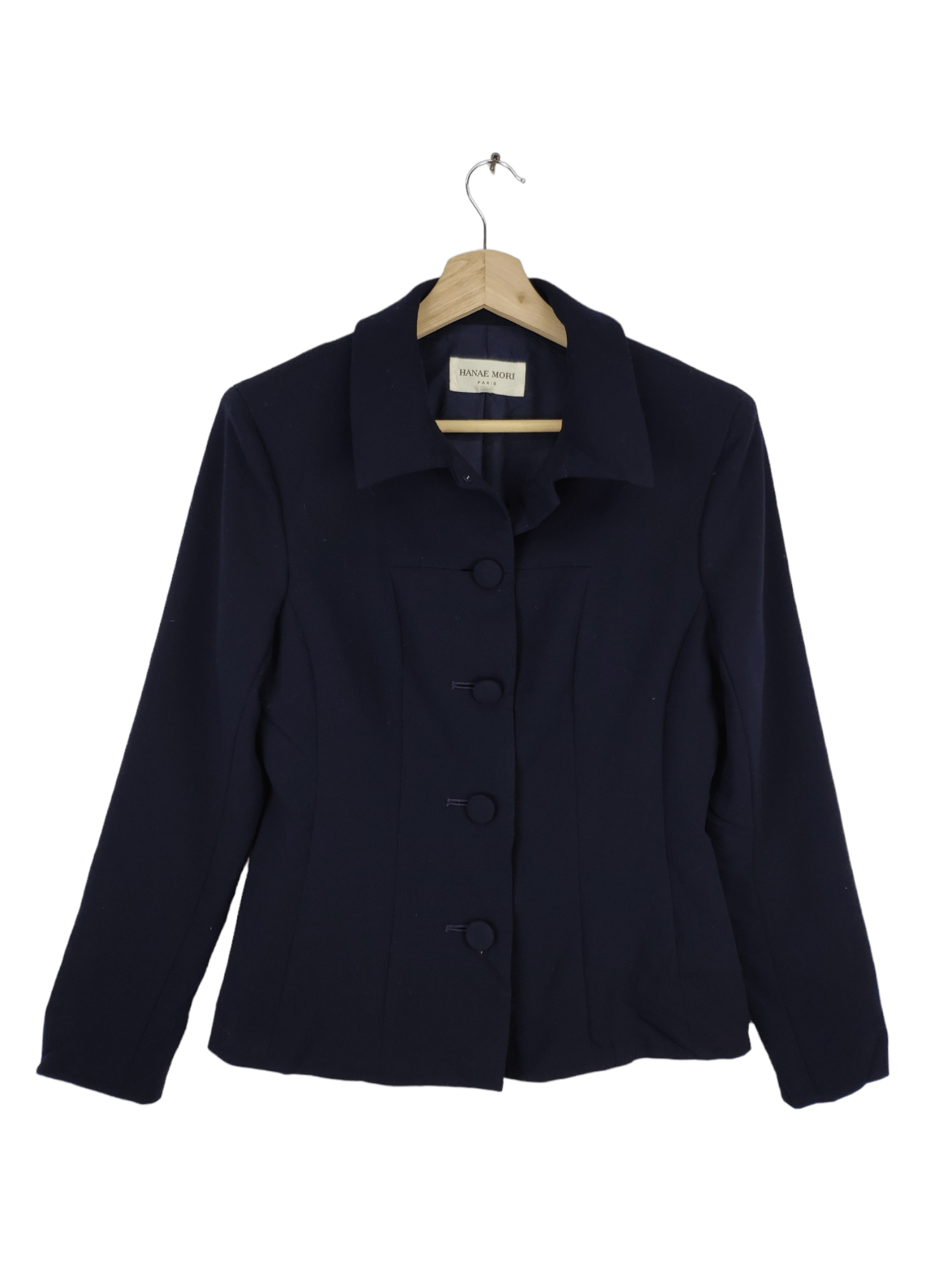Hanae Mori × Japanese Brand × Le Grande Bleu (L.G.B.) Hanae Mori Wool Black Coat Size S / US 4 / IT 40 - 1 Thumbnail