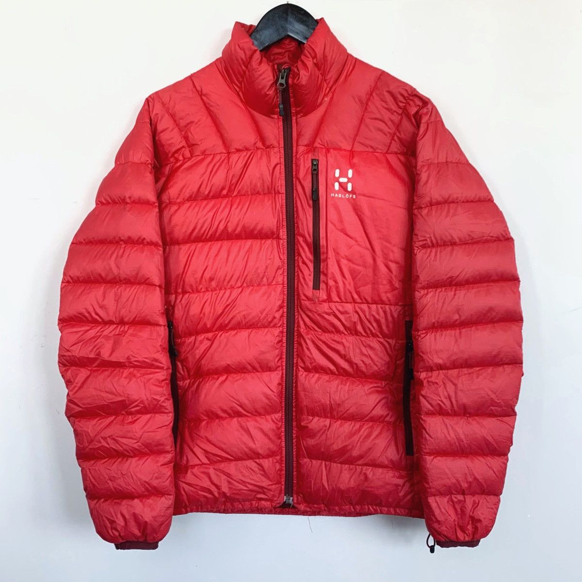 Haglofs Down Jacket Zip Puffer Bomber Logo White Nylon