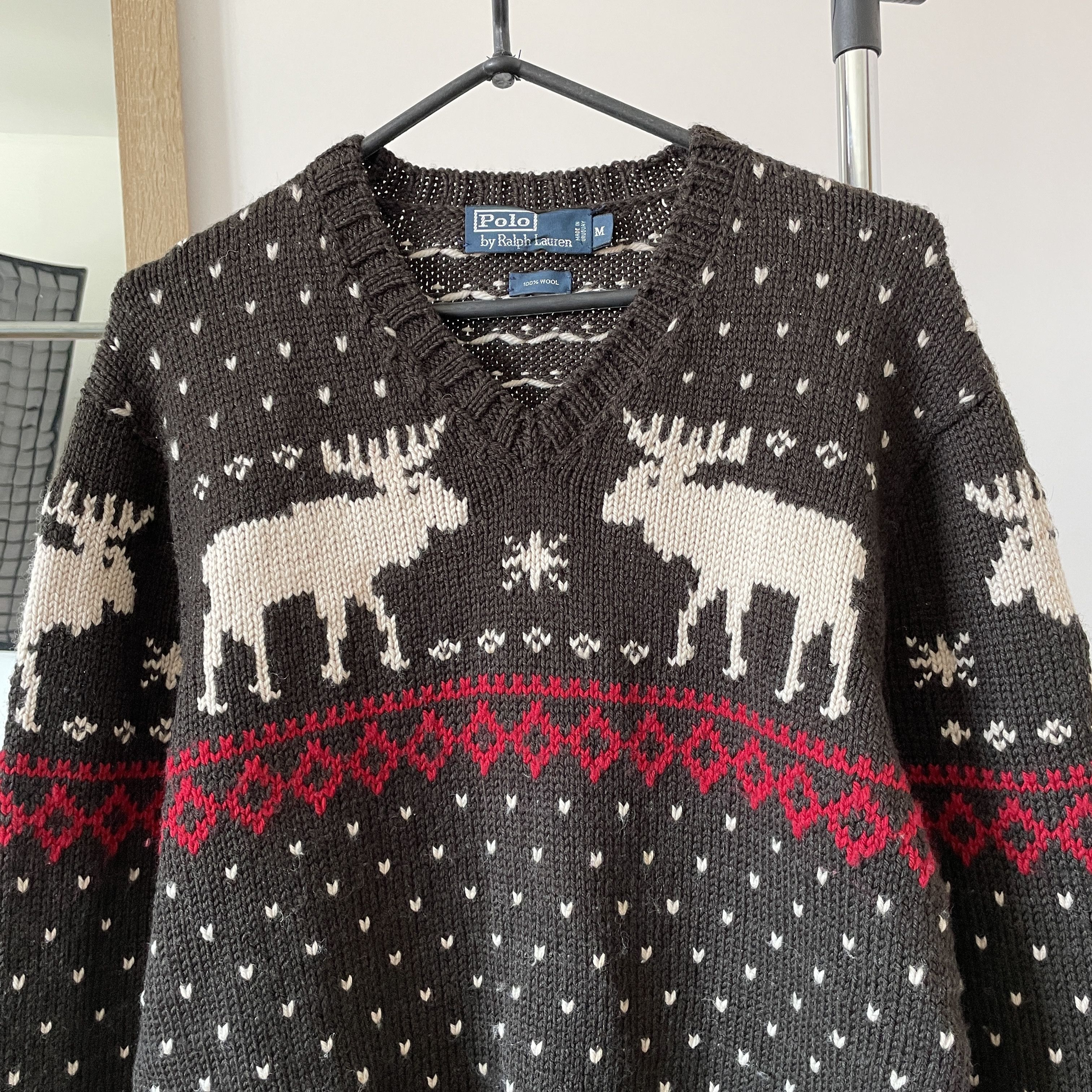 Polo Ralph Lauren Polo Ralph Lauren Vintage Moose V-Neck Wool Sweater Size M Size US M / EU 48-50 / 2 - 3 Thumbnail