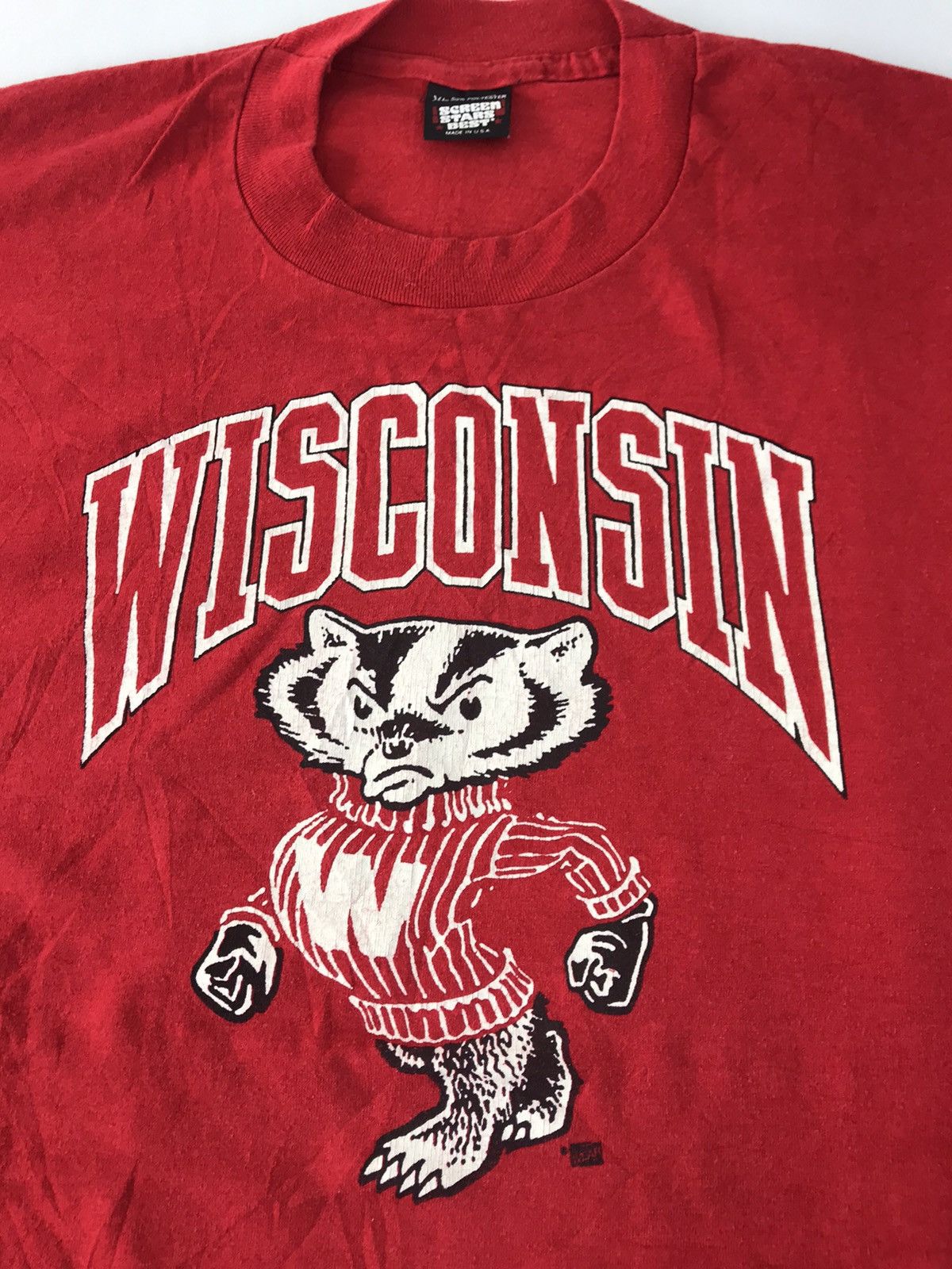 NFL Rare 90s Winsconsin Bucky Badges 50/50 Sportswear Tee Size US L / EU 52-54 / 3 - 3 Thumbnail