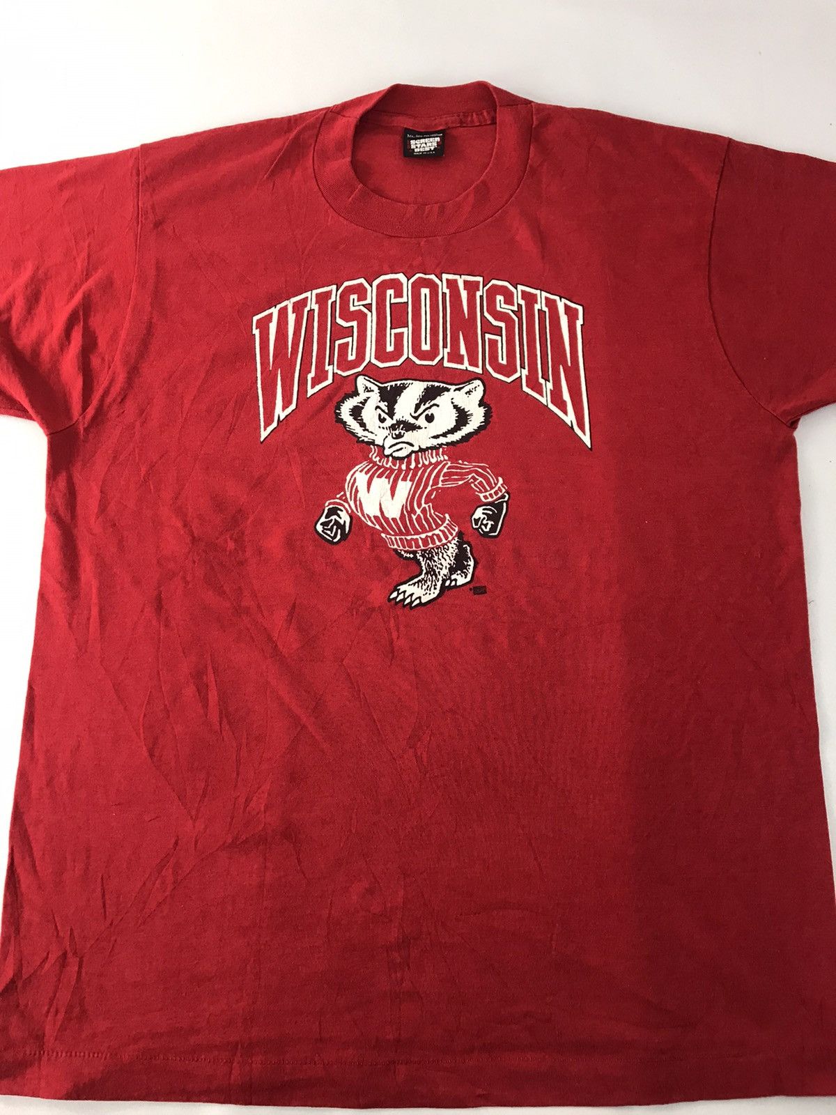 NFL Rare 90s Winsconsin Bucky Badges 50/50 Sportswear Tee Size US L / EU 52-54 / 3 - 2 Thumbnail