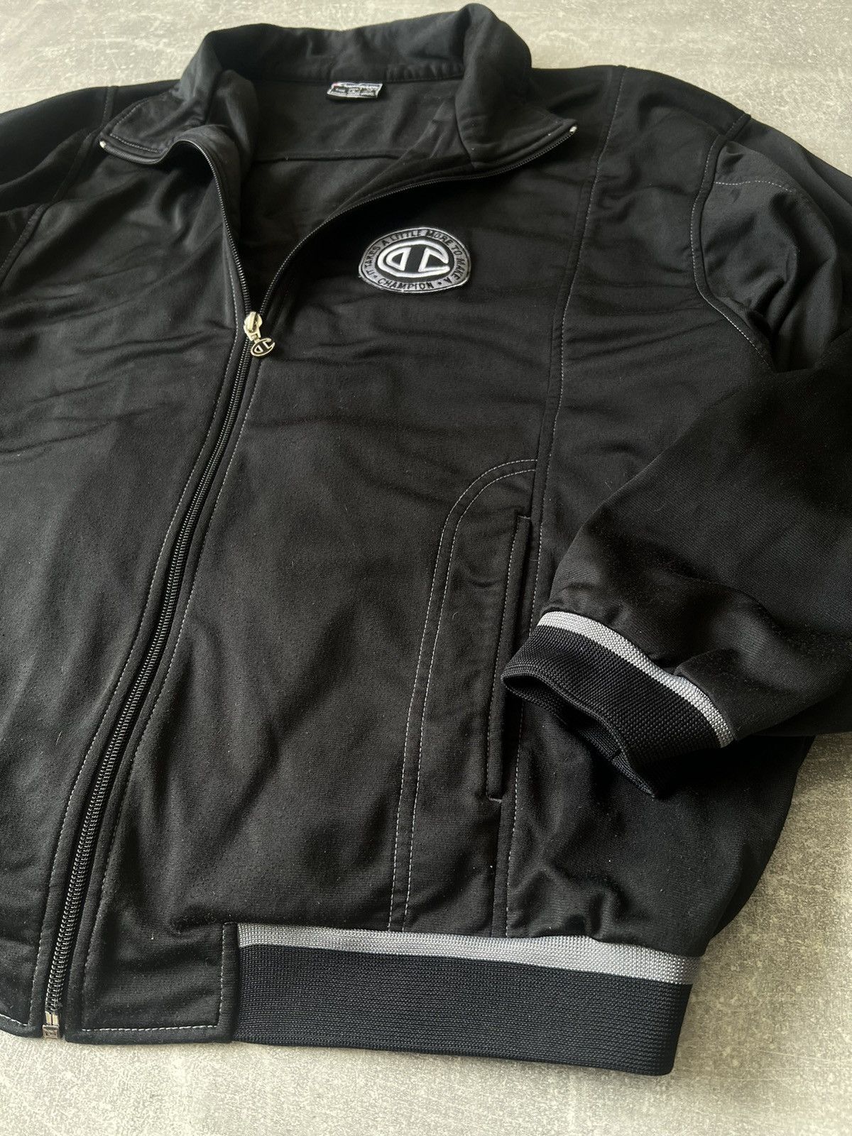 Champion Vintage Champion Black Track Top Big Logo Jacket M - L Size US L / EU 52-54 / 3 - 2 Thumbnail
