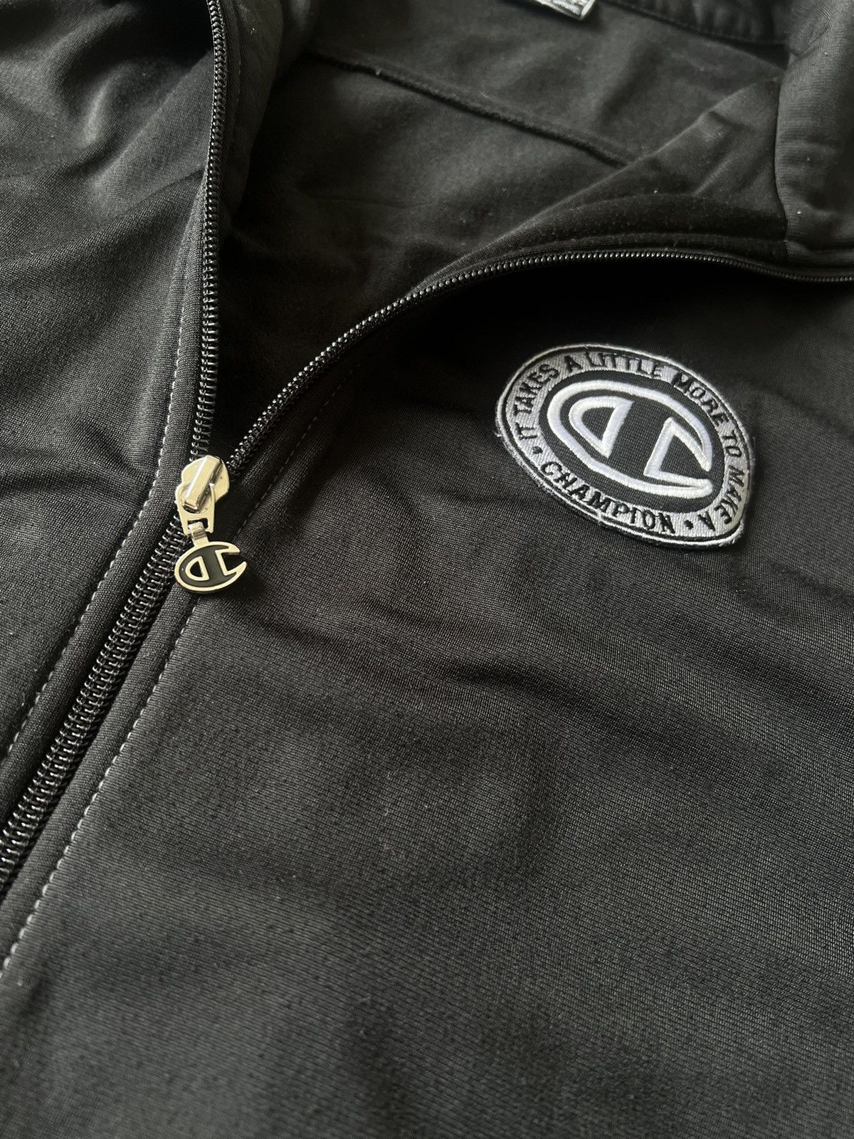 Champion Vintage Champion Black Track Top Big Logo Jacket M - L Size US L / EU 52-54 / 3 - 3 Thumbnail