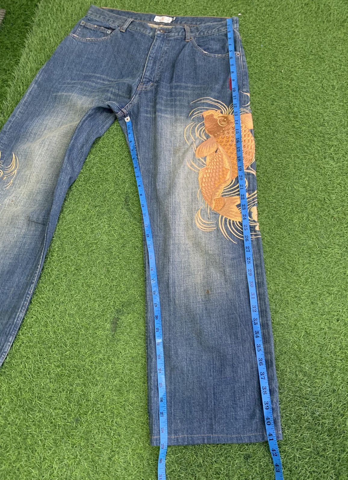 Japanese Brand Vintage Japanese Brand Embroidery Fish Koi Jeans Size US 34 / EU 50 - 17 Thumbnail