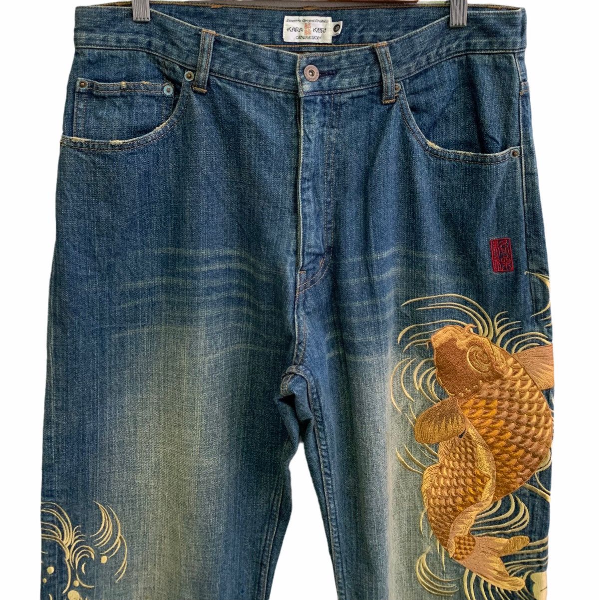 Japanese Brand Vintage Japanese Brand Embroidery Fish Koi Jeans Size US 34 / EU 50 - 4 Thumbnail