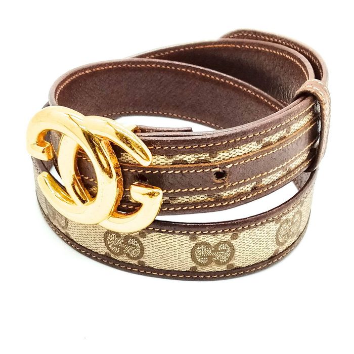 Gucci Gucci Vintage Skinny Belt Beiges Brown PVC 422596 Grailed