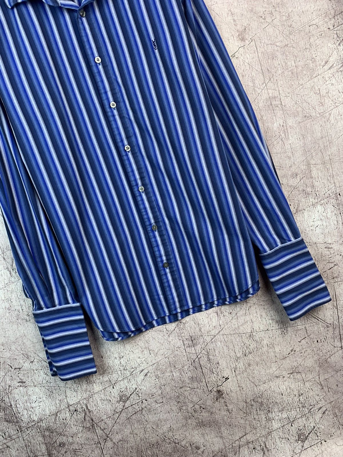 Yves Saint Laurent Yves Saint Laurent Mens Long Sleeve Striped Shirt Size US L / EU 52-54 / 3 - 4 Thumbnail